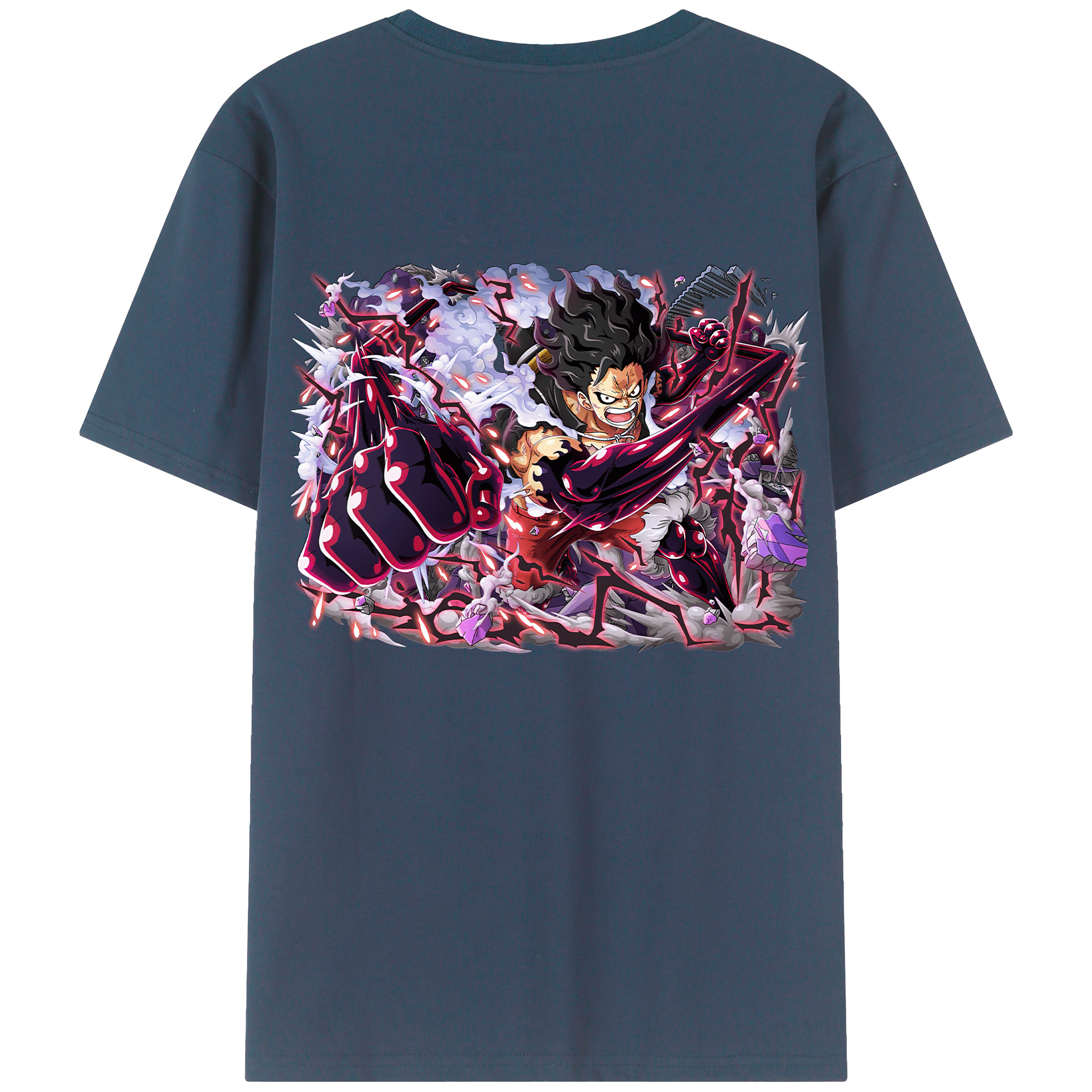 ワンピース モンキー・D・ルフィ ONE PIECE Monkey D. Luffy 綿100％ メンズ半袖Tシャツ（バックプリント） 通気性