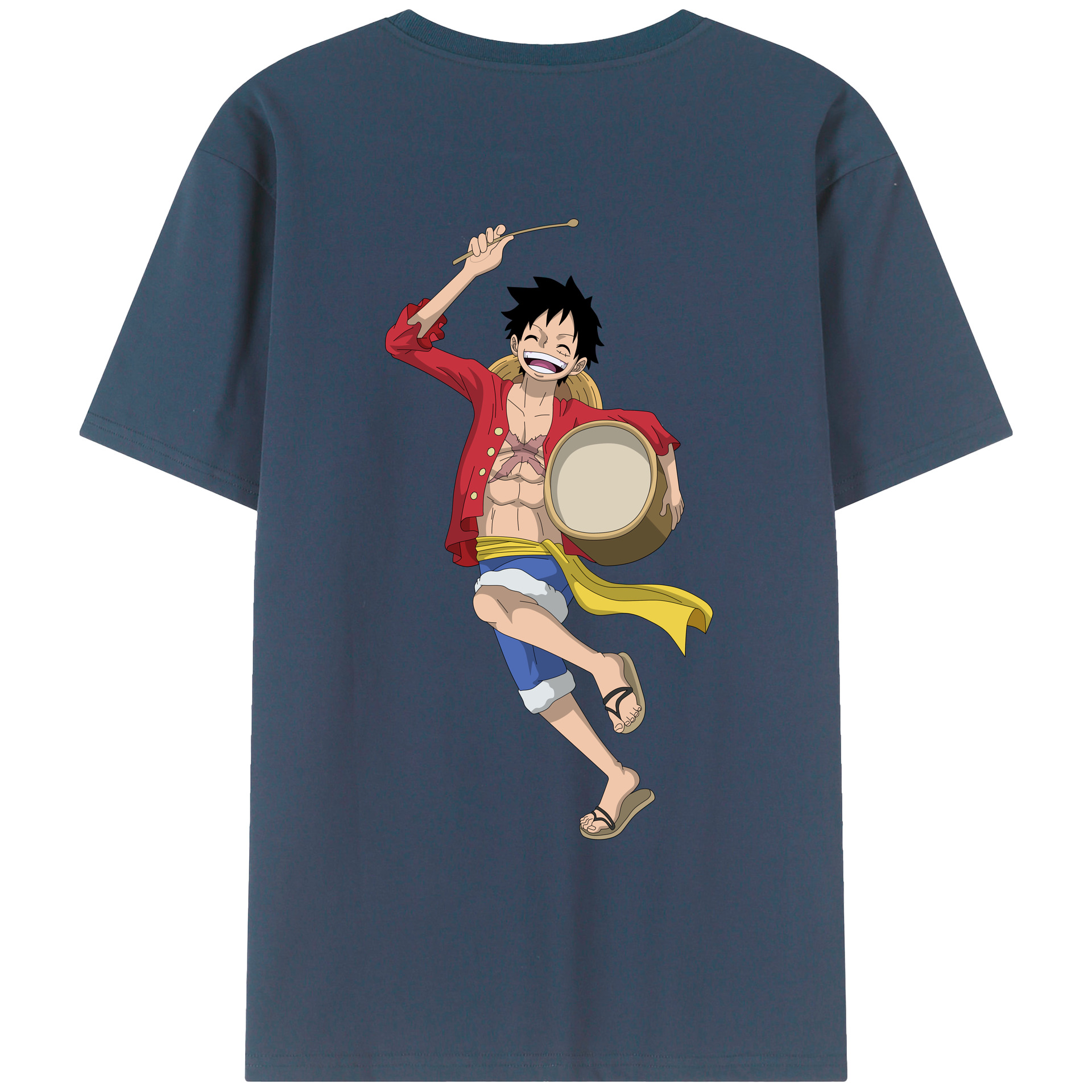 ワンピース モンキー・D・ルフィ ONE PIECE Monkey D. Luffy 綿100％ メンズ半袖Tシャツ（バックプリント） 通気性