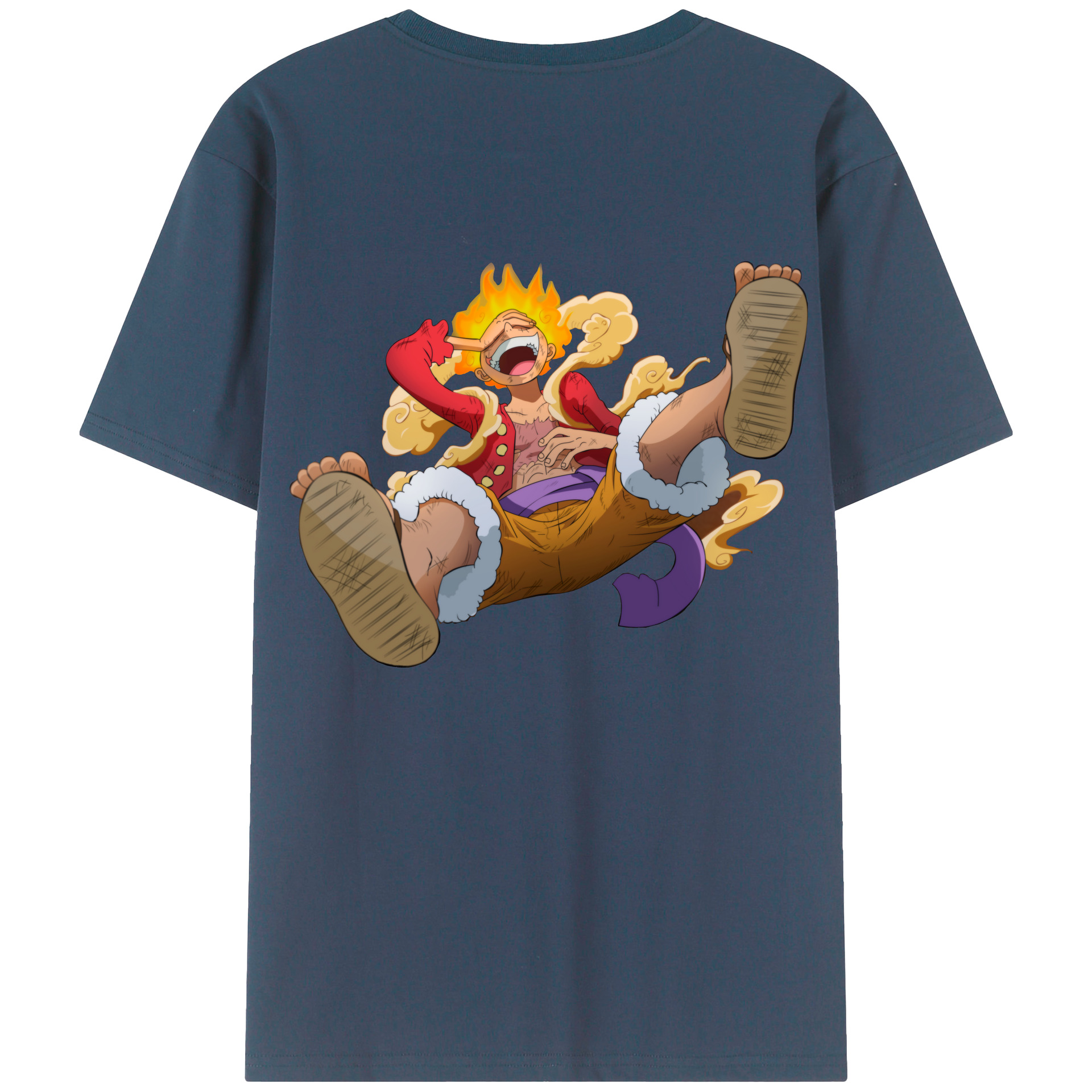 ワンピース モンキー・D・ルフィ ONE PIECE Monkey D. Luffy 綿100％ メンズ半袖Tシャツ（バックプリント） 通気性
