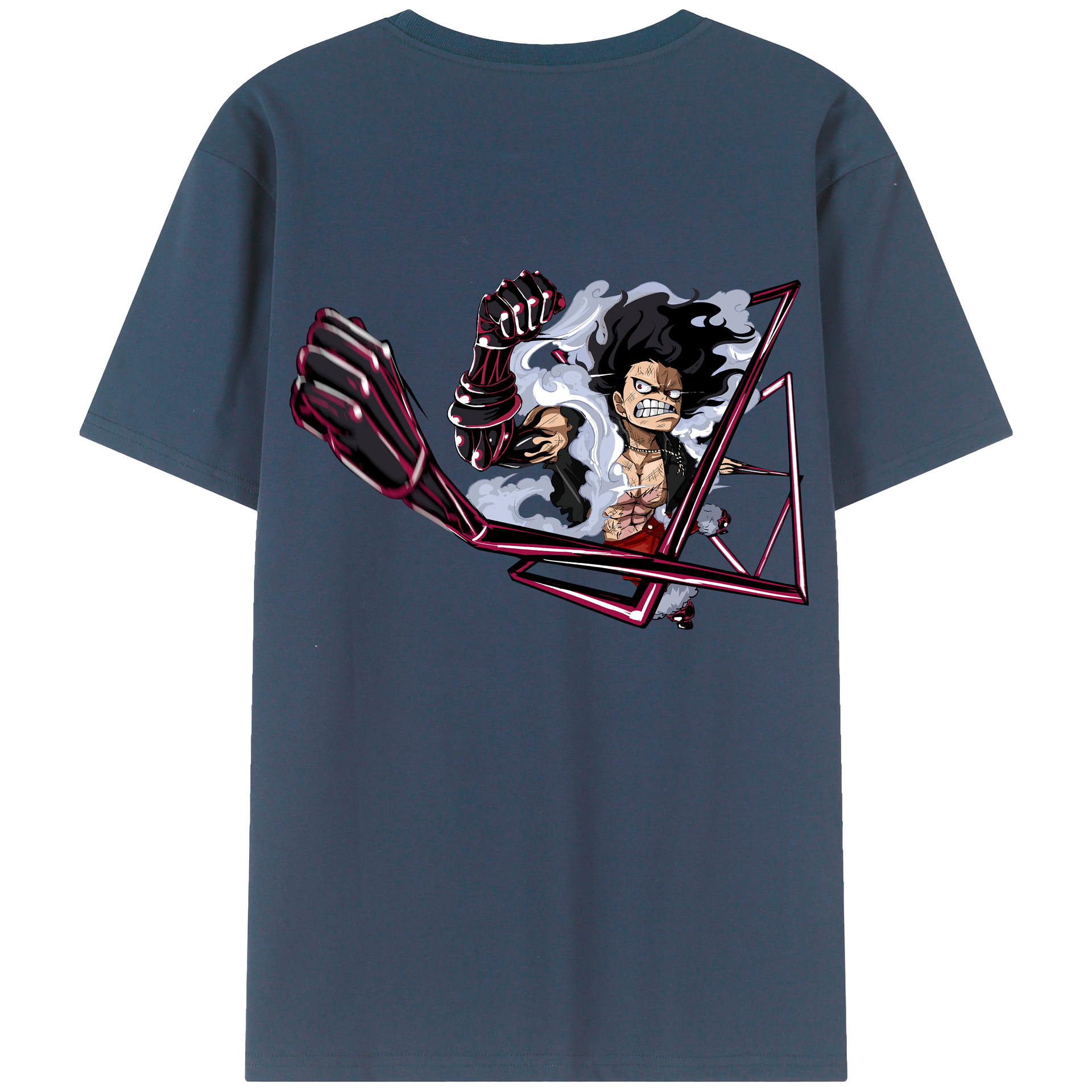 ワンピース モンキー・D・ルフィ ONE PIECE Monkey D. Luffy 綿100％ メンズ半袖Tシャツ（バックプリント） 通気性