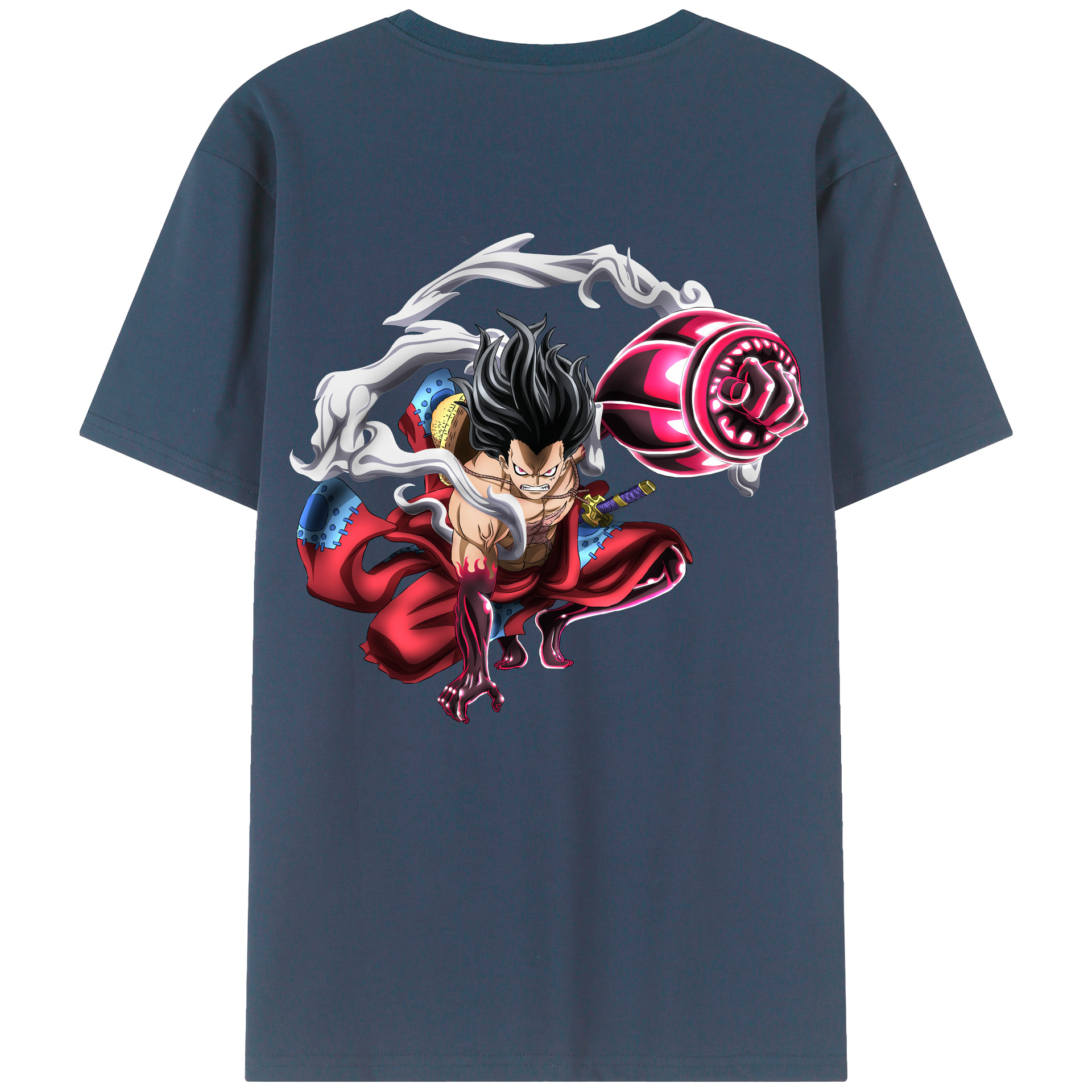 ワンピース モンキー・D・ルフィ ONE PIECE Monkey D. Luffy 綿100％ メンズ半袖Tシャツ（バックプリント） 通気性