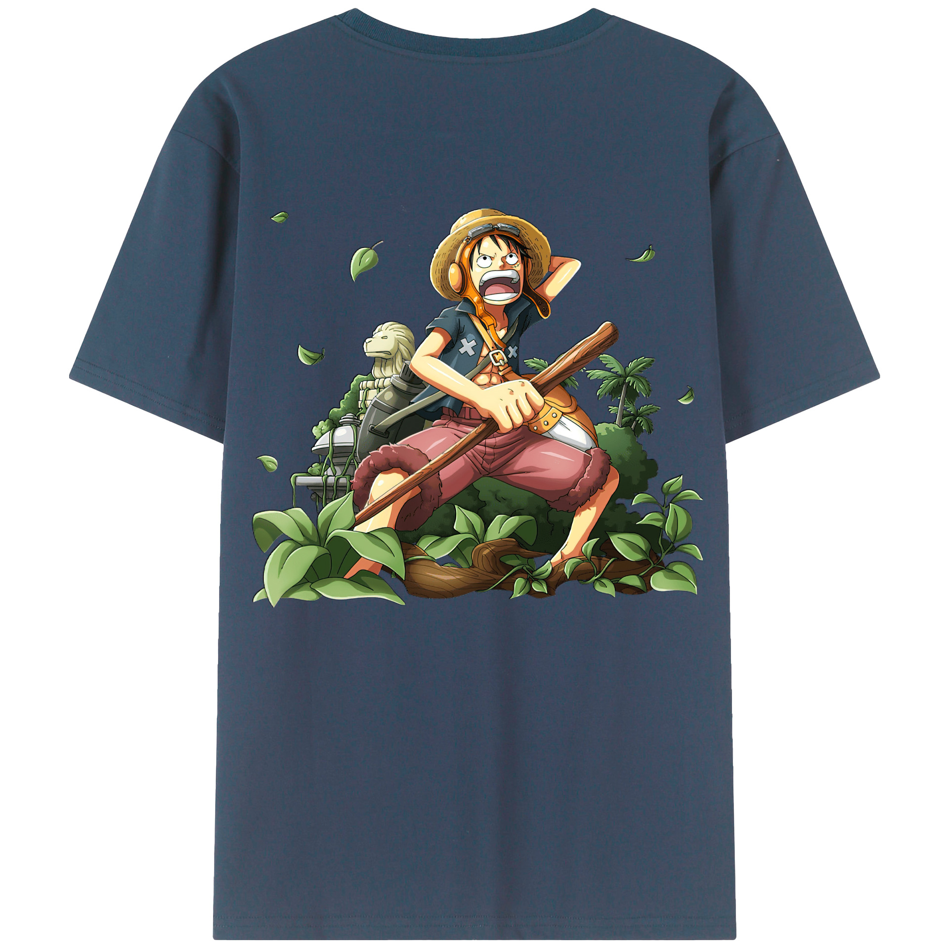 （画像用） ワンピース モンキー・D・ルフィ ONE PIECE Monkey D. Luffy 綿100％ メンズ半袖Tシャツ（バックプリント） 通気性