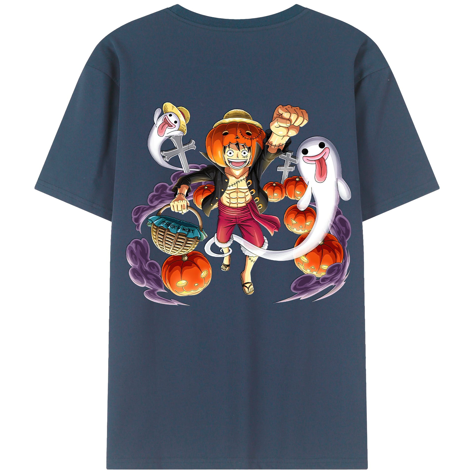 ワンピース モンキー・D・ルフィ ONE PIECE Monkey D. Luffy 綿100％ メンズ半袖Tシャツ（バックプリント） 通気性