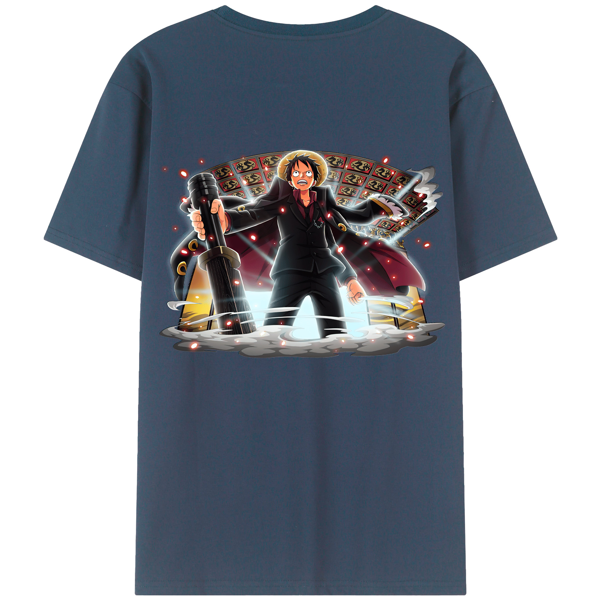 （画像用） ワンピース モンキー・D・ルフィ ONE PIECE Monkey D. Luffy 綿100％ メンズ半袖Tシャツ（バックプリント） 通気性