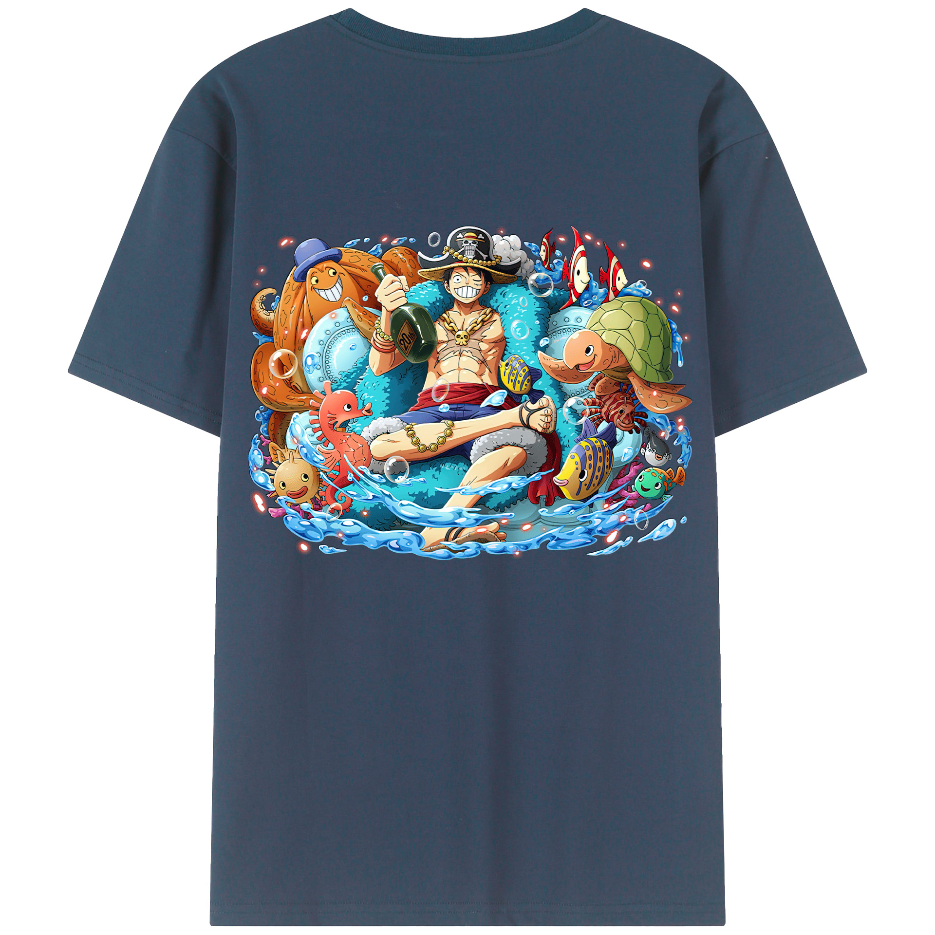 ワンピース モンキー・D・ルフィ ONE PIECE Monkey D. Luffy 綿100％ メンズ半袖Tシャツ（バックプリント） 通気性