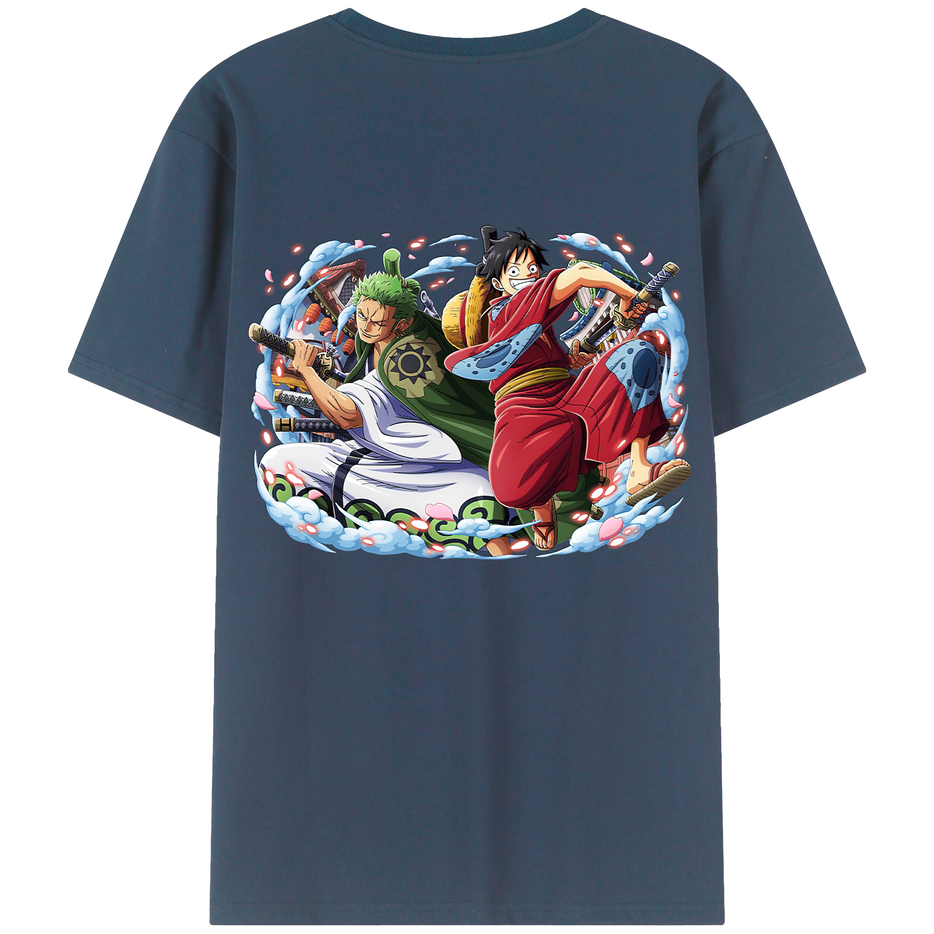 ワンピース モンキー・D・ルフィ ONE PIECE Monkey D. Luffy 綿100％ メンズ半袖Tシャツ（バックプリント） 通気性