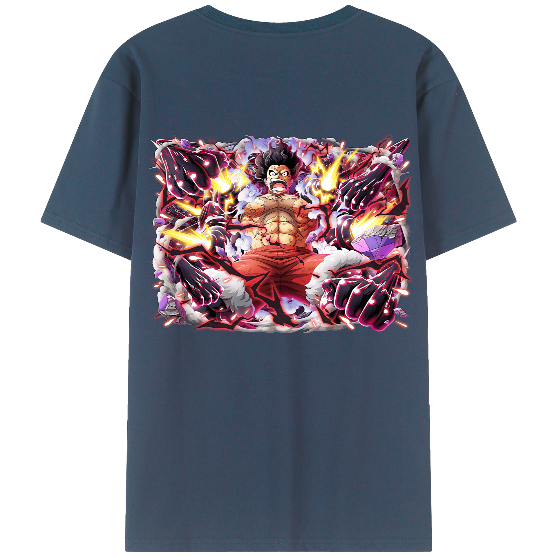 ワンピース モンキー・D・ルフィ ONE PIECE Monkey D. Luffy 綿100％ メンズ半袖Tシャツ（バックプリント） 通気性