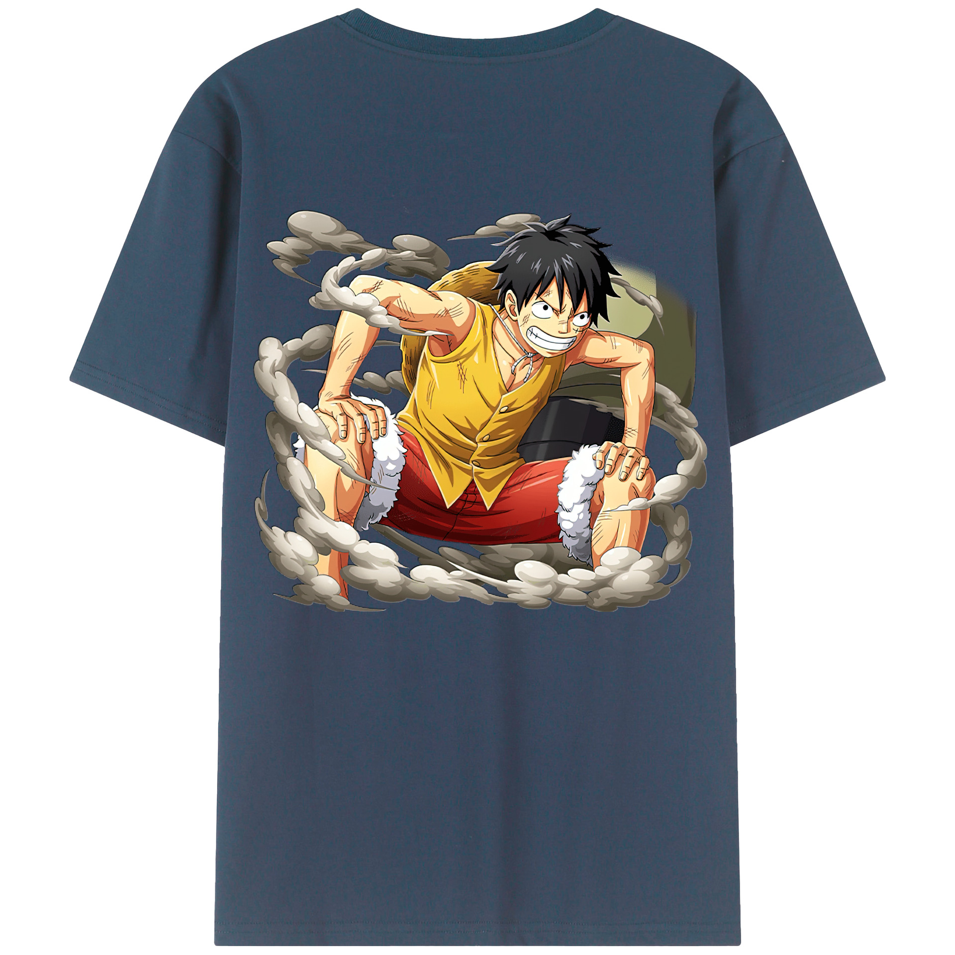 ワンピース モンキー・D・ルフィ ONE PIECE Monkey D. Luffy 綿100％ メンズ半袖Tシャツ（バックプリント） 通気性