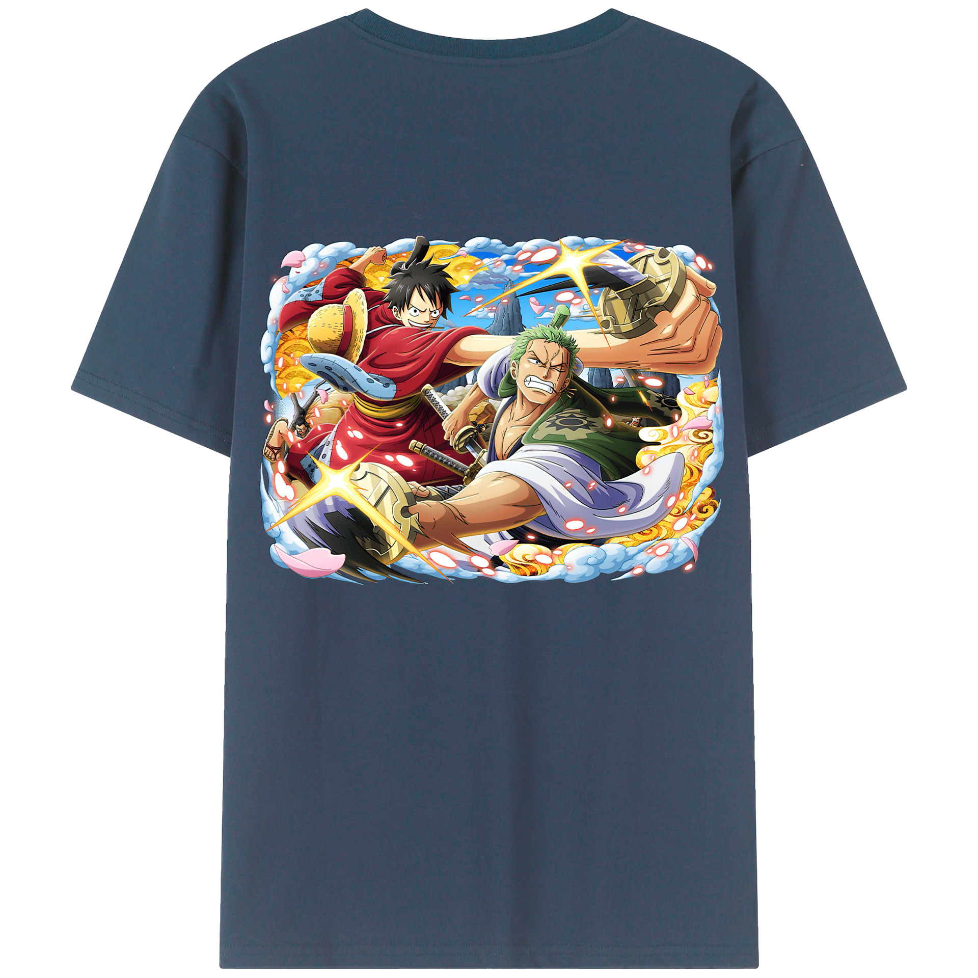 ワンピース モンキー・D・ルフィ ONE PIECE Monkey D. Luffy 綿100％ メンズ半袖Tシャツ（バックプリント） 通気性