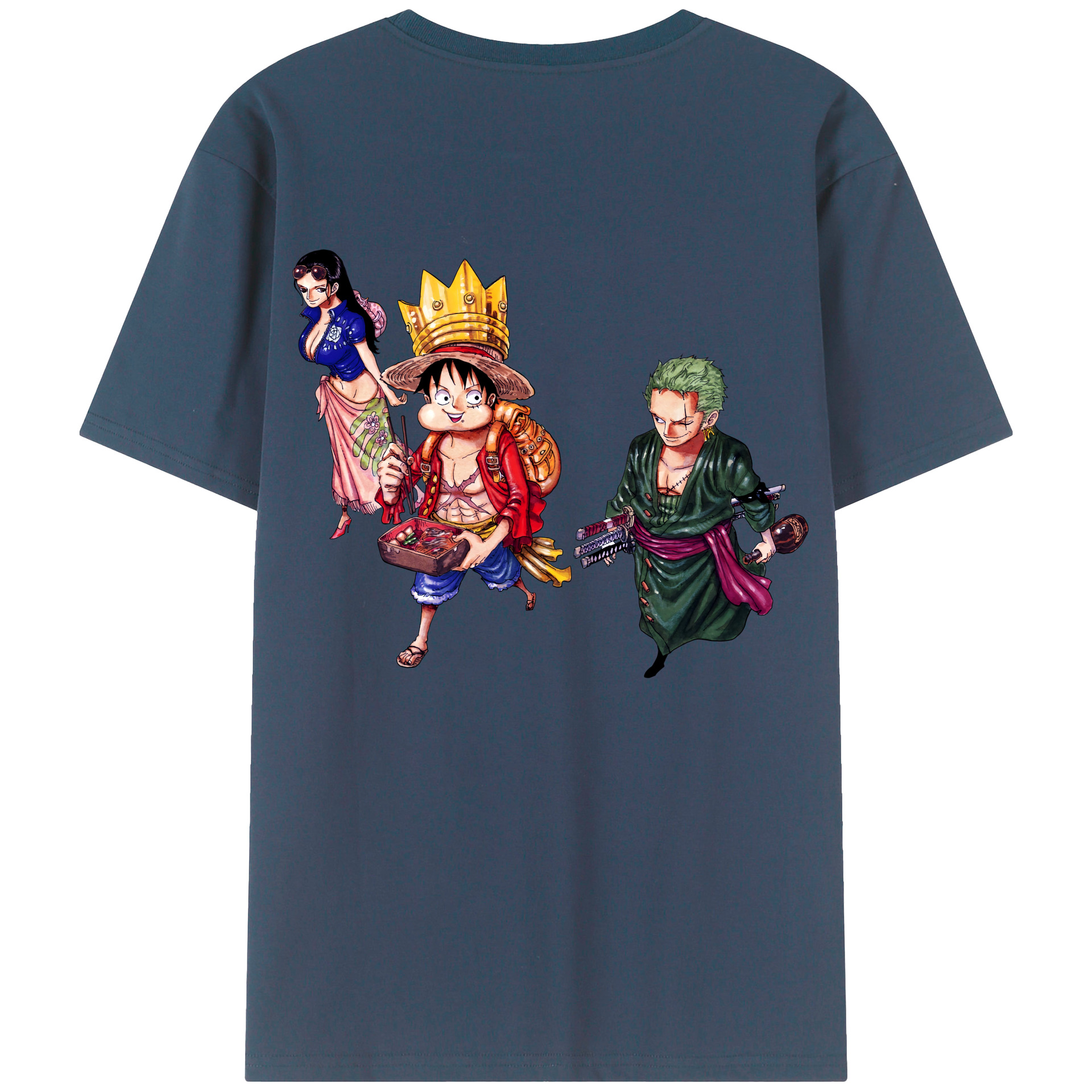 ワンピース モンキー・D・ルフィ ONE PIECE Monkey D. Luffy 綿100％ メンズ半袖Tシャツ（バックプリント） 通気性
