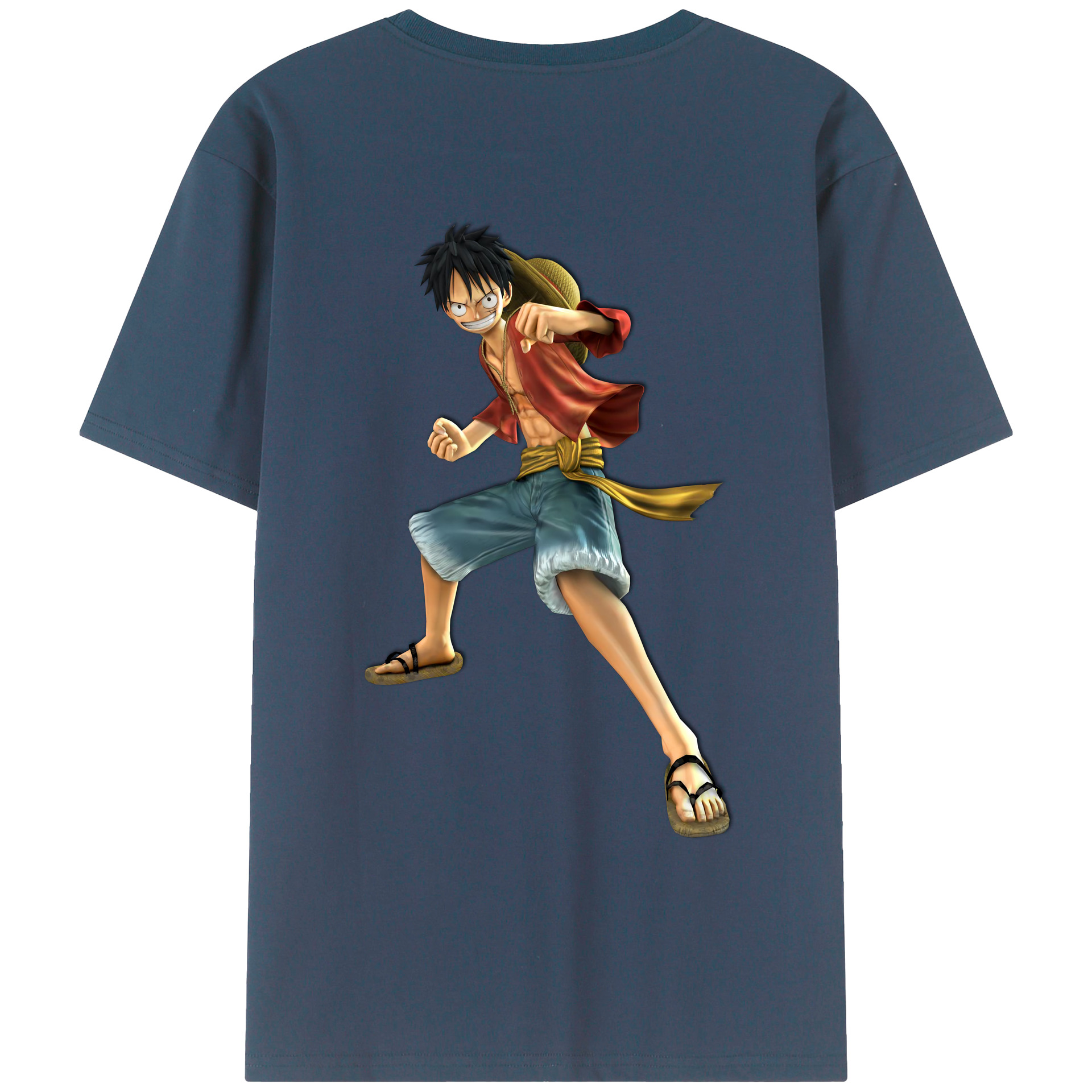 ワンピース モンキー・D・ルフィ ONE PIECE Monkey D. Luffy 綿100％ メンズ半袖Tシャツ（バックプリント） 通気性