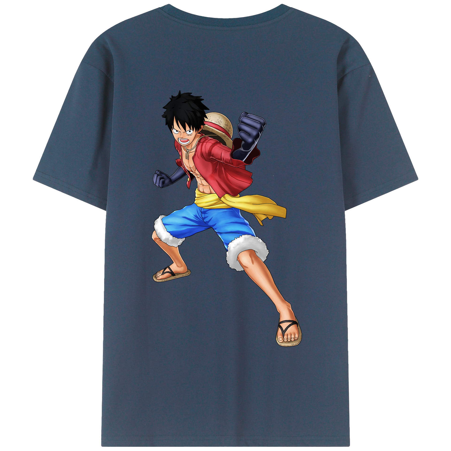 ワンピース モンキー・D・ルフィ ONE PIECE Monkey D. Luffy 綿100％ メンズ半袖Tシャツ（バックプリント） 通気性