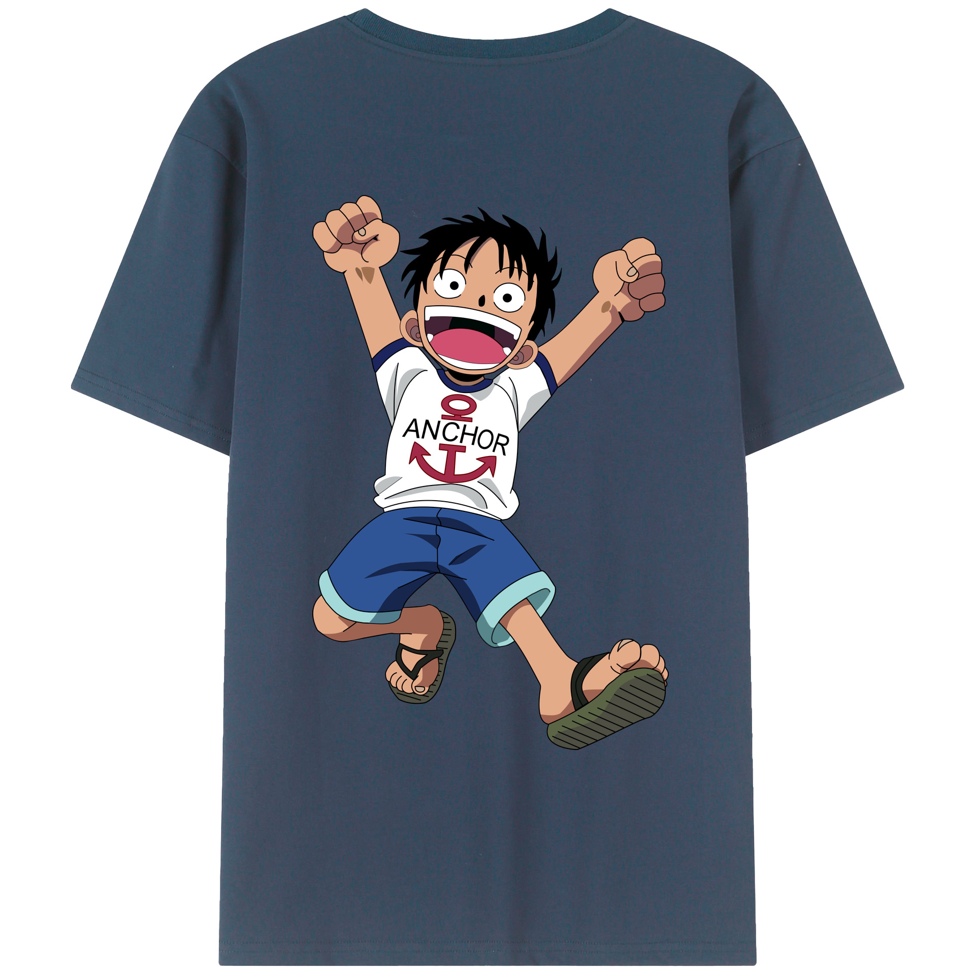 ワンピース モンキー・D・ルフィ ONE PIECE Monkey D. Luffy 綿100％ メンズ半袖Tシャツ（バックプリント） 通気性