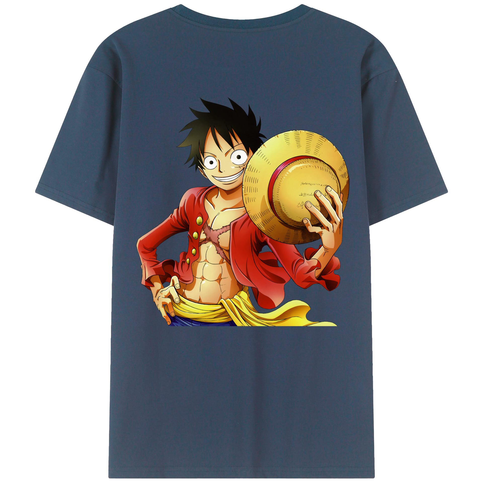 ワンピース モンキー・D・ルフィ ONE PIECE Monkey D. Luffy 綿100％ メンズ半袖Tシャツ（バックプリント） 通気性