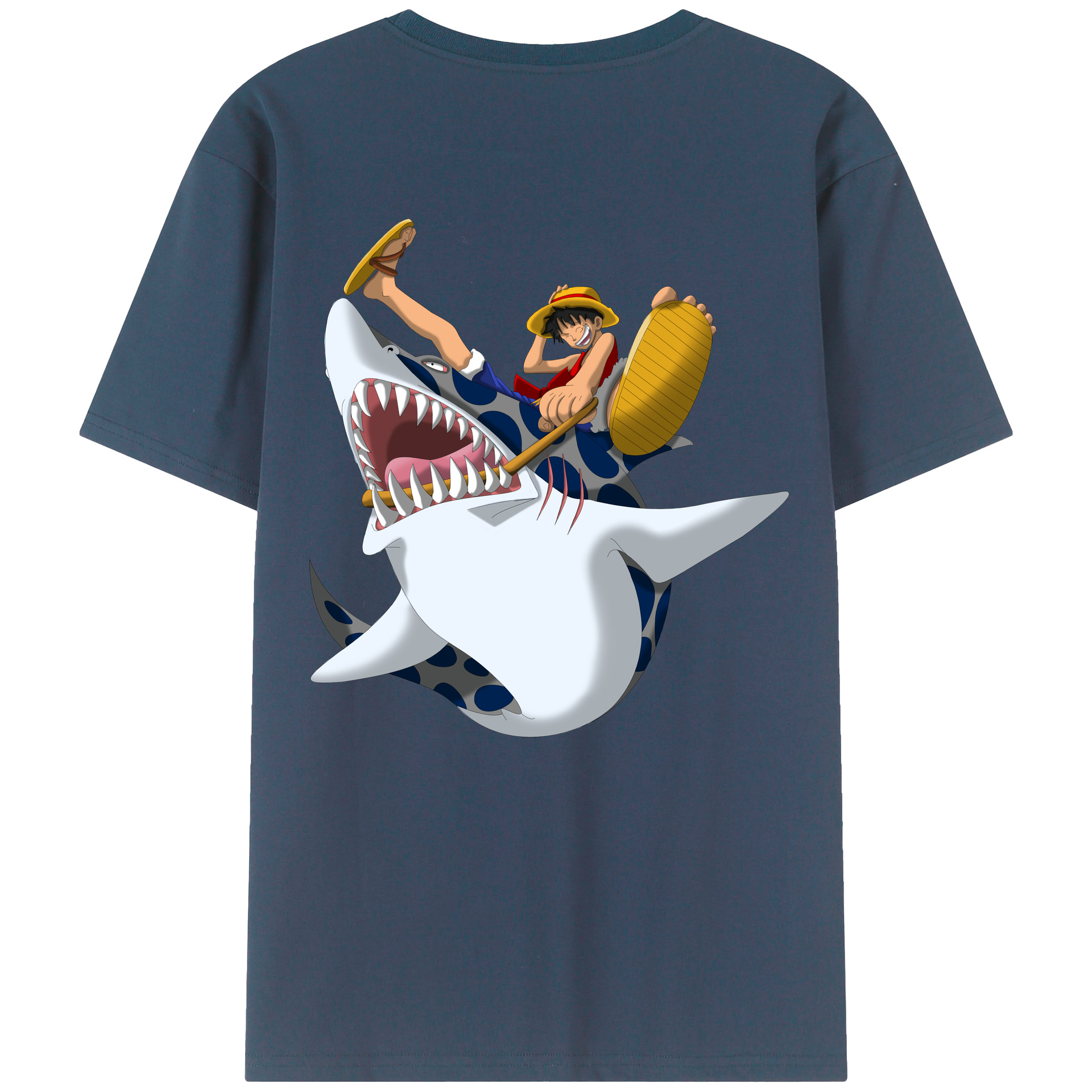 ワンピース モンキー・D・ルフィ ONE PIECE Monkey D. Luffy 綿100％ メンズ半袖Tシャツ（バックプリント） 通気性