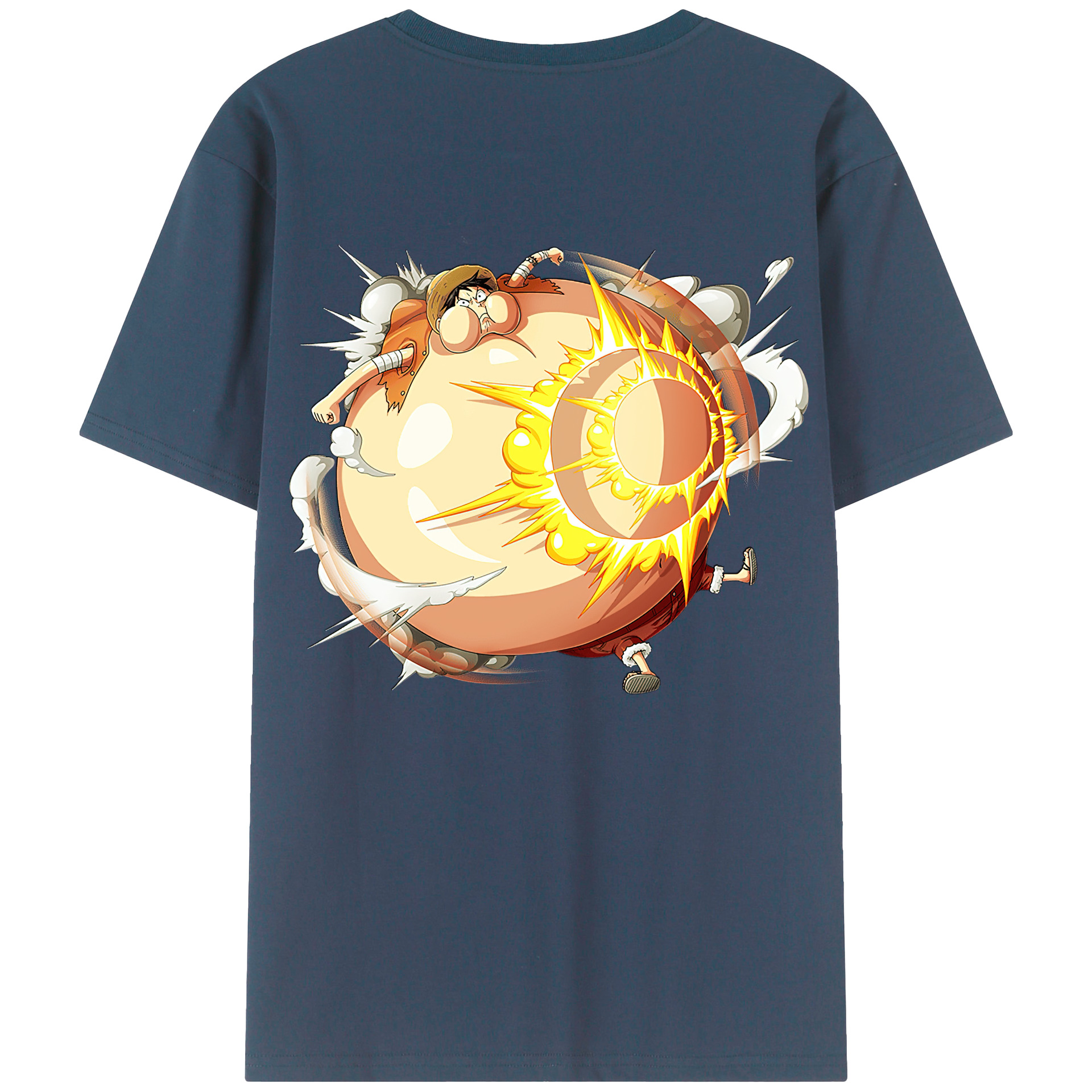 （画像用） ワンピース モンキー・D・ルフィ ONE PIECE Monkey D. Luffy 綿100％ メンズ半袖Tシャツ（バックプリント） 通気性