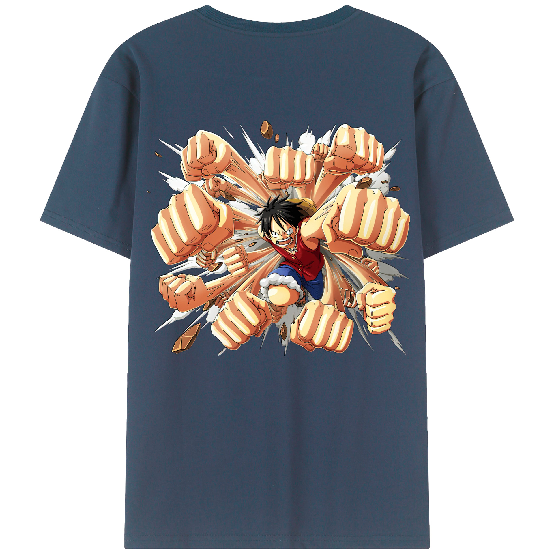 （画像用） ワンピース モンキー・D・ルフィ ONE PIECE Monkey D. Luffy 綿100％ メンズ半袖Tシャツ（バックプリント） 通気性