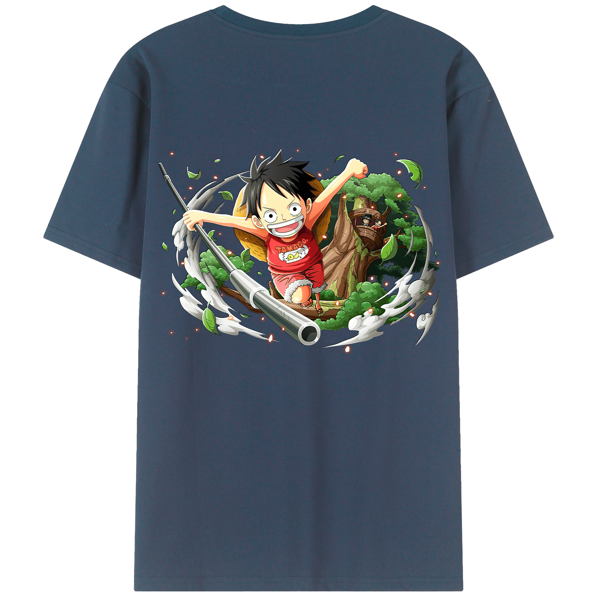ワンピース モンキー・D・ルフィ ONE PIECE Monkey D. Luffy 綿100％ メンズ半袖Tシャツ（バックプリント） 通気性