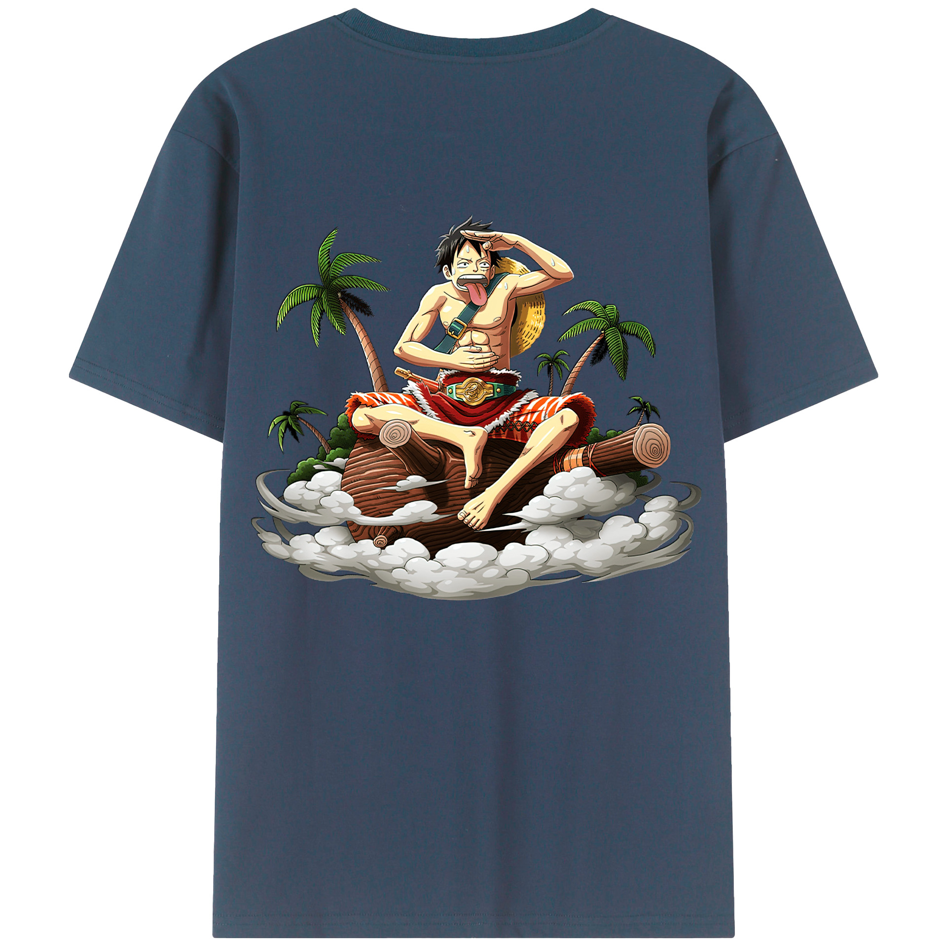 ワンピース モンキー・D・ルフィ ONE PIECE Monkey D. Luffy 綿100％ メンズ半袖Tシャツ（バックプリント） 通気性