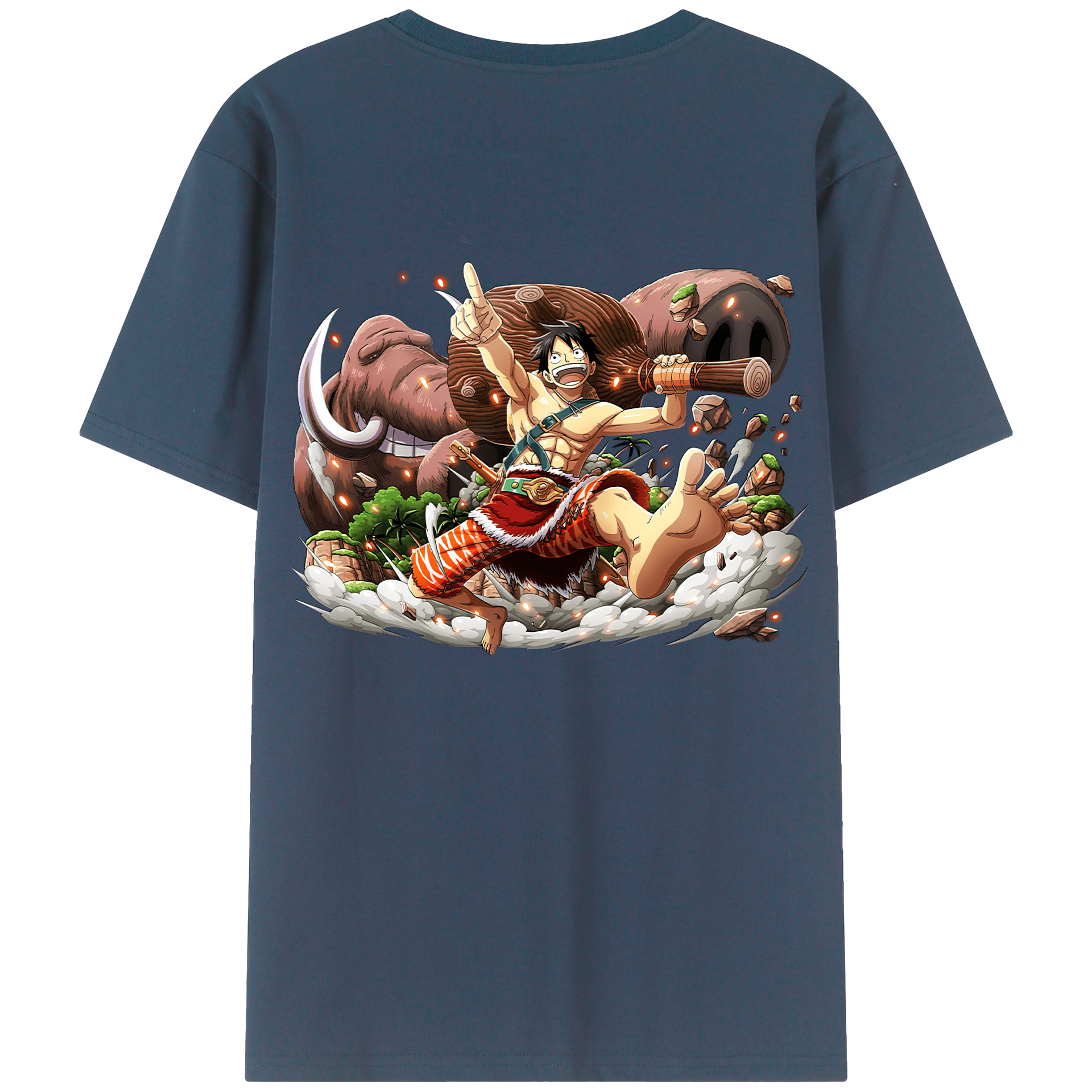 ワンピース モンキー・D・ルフィ ONE PIECE Monkey D. Luffy 綿100％ メンズ半袖Tシャツ（バックプリント） 通気性