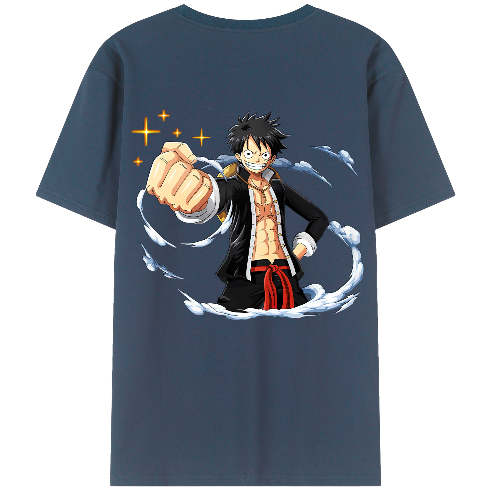 ワンピース モンキー・D・ルフィ ONE PIECE Monkey D. Luffy 綿100％ メンズ半袖Tシャツ（バックプリント） 通気性