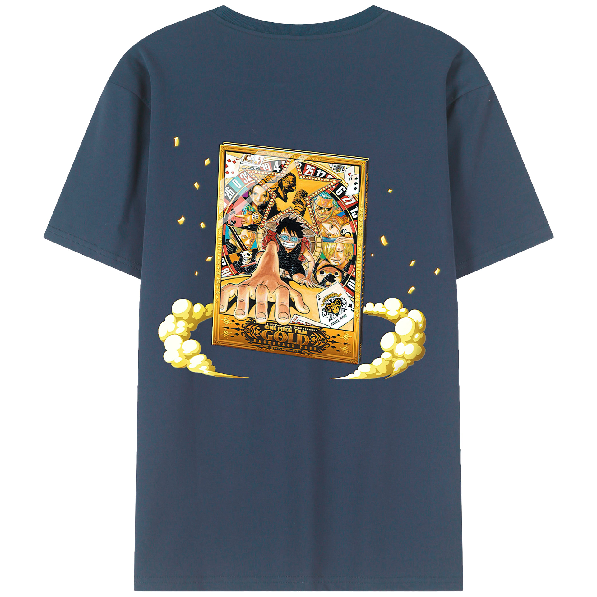 ワンピース モンキー・D・ルフィ ONE PIECE Monkey D. Luffy 綿100％ メンズ半袖Tシャツ（バックプリント） 通気性