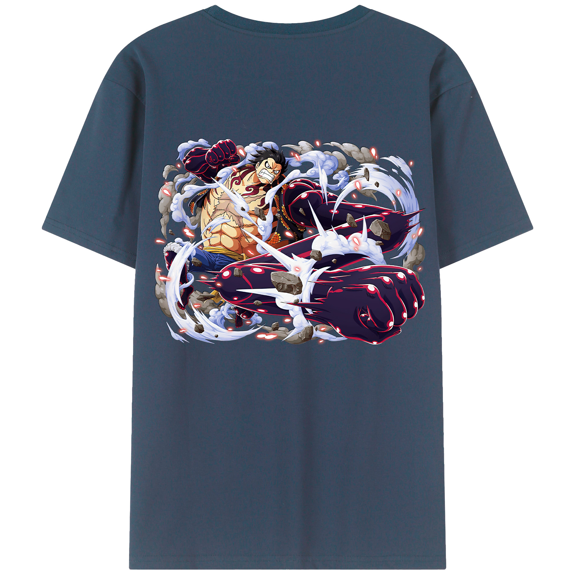 ワンピース モンキー・D・ルフィ ONE PIECE Monkey D. Luffy 綿100％ メンズ半袖Tシャツ（バックプリント） 通気性