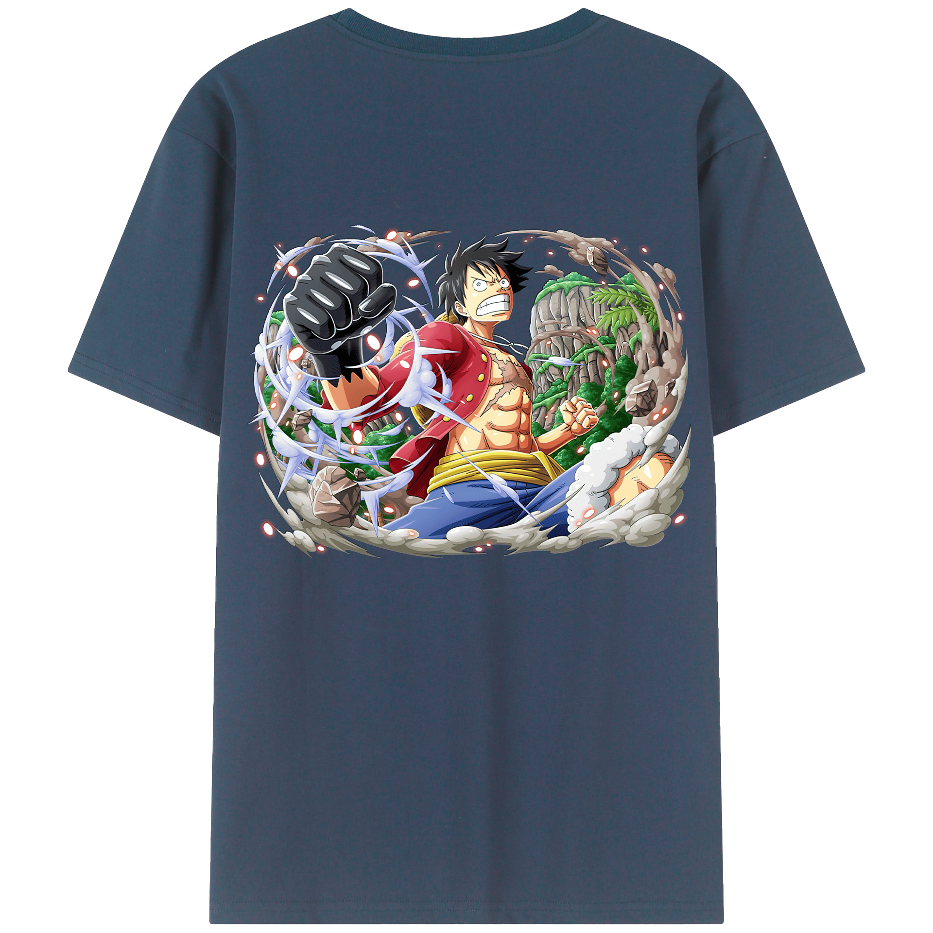 ワンピース モンキー・D・ルフィ ONE PIECE Monkey D. Luffy 綿100％ メンズ半袖Tシャツ（バックプリント） 通気性