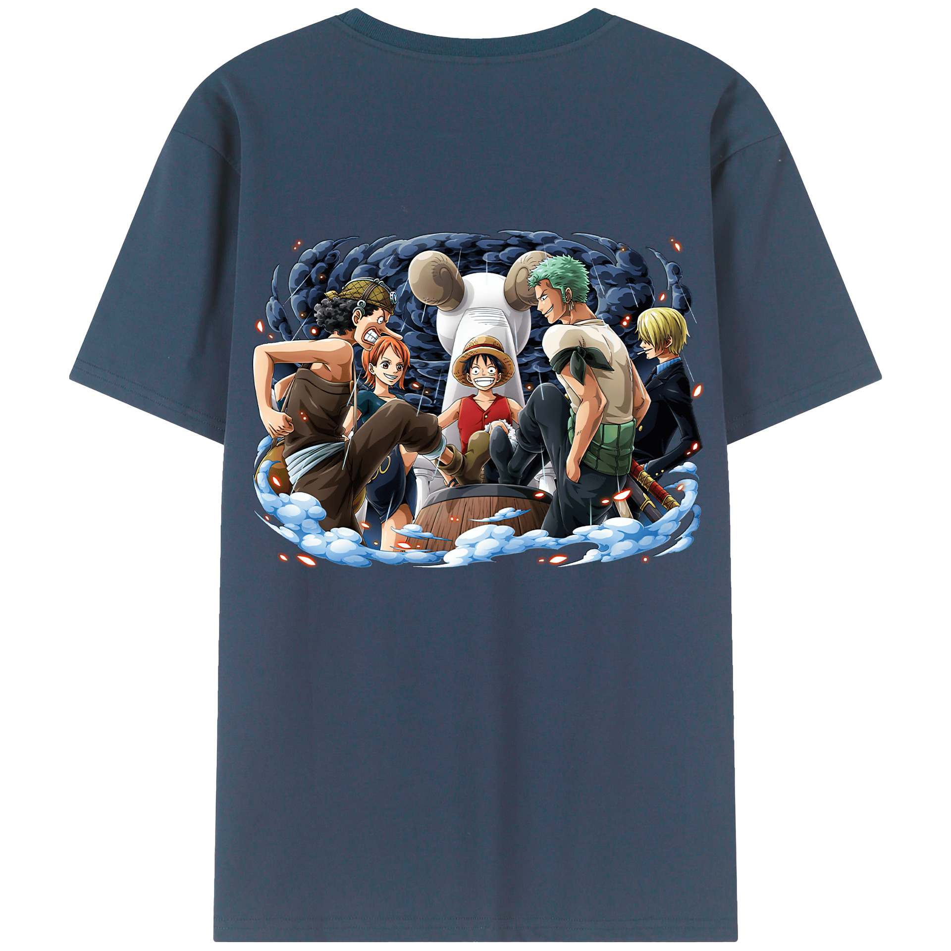 ワンピース モンキー・D・ルフィ ONE PIECE Monkey D. Luffy 綿100％ メンズ半袖Tシャツ（バックプリント） 通気性