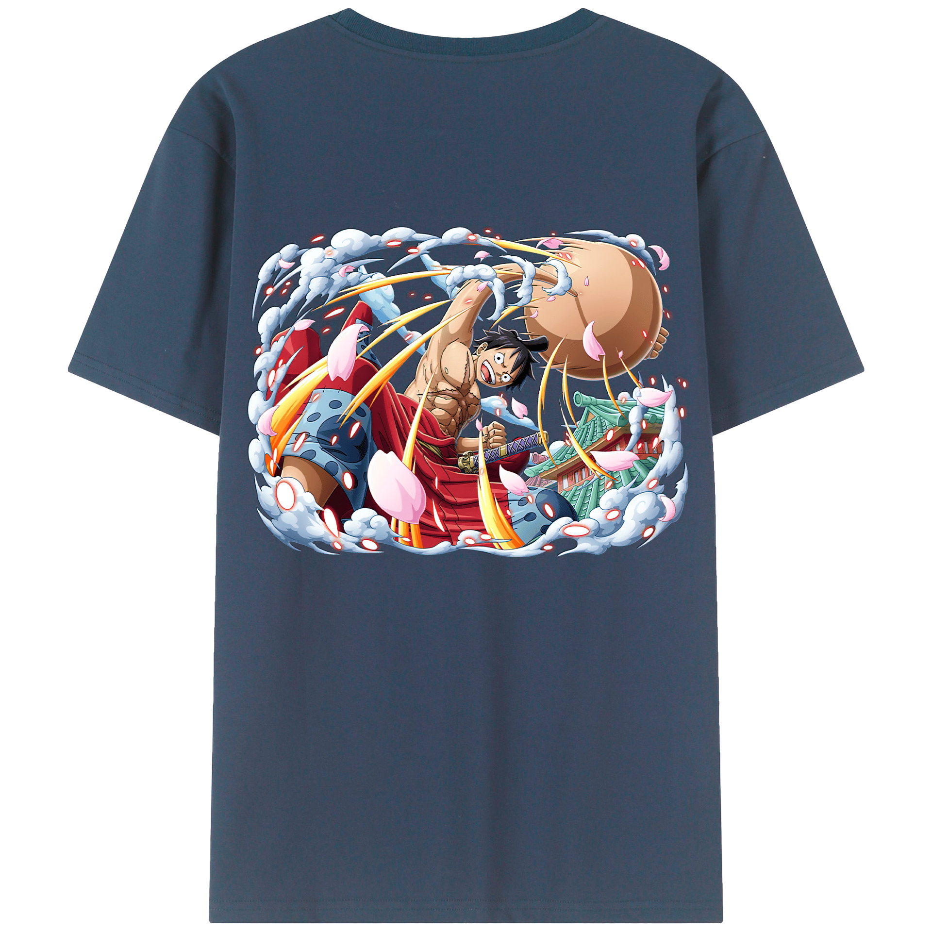ワンピース モンキー・D・ルフィ ONE PIECE Monkey D. Luffy 綿100％ メンズ半袖Tシャツ（バックプリント） 通気性