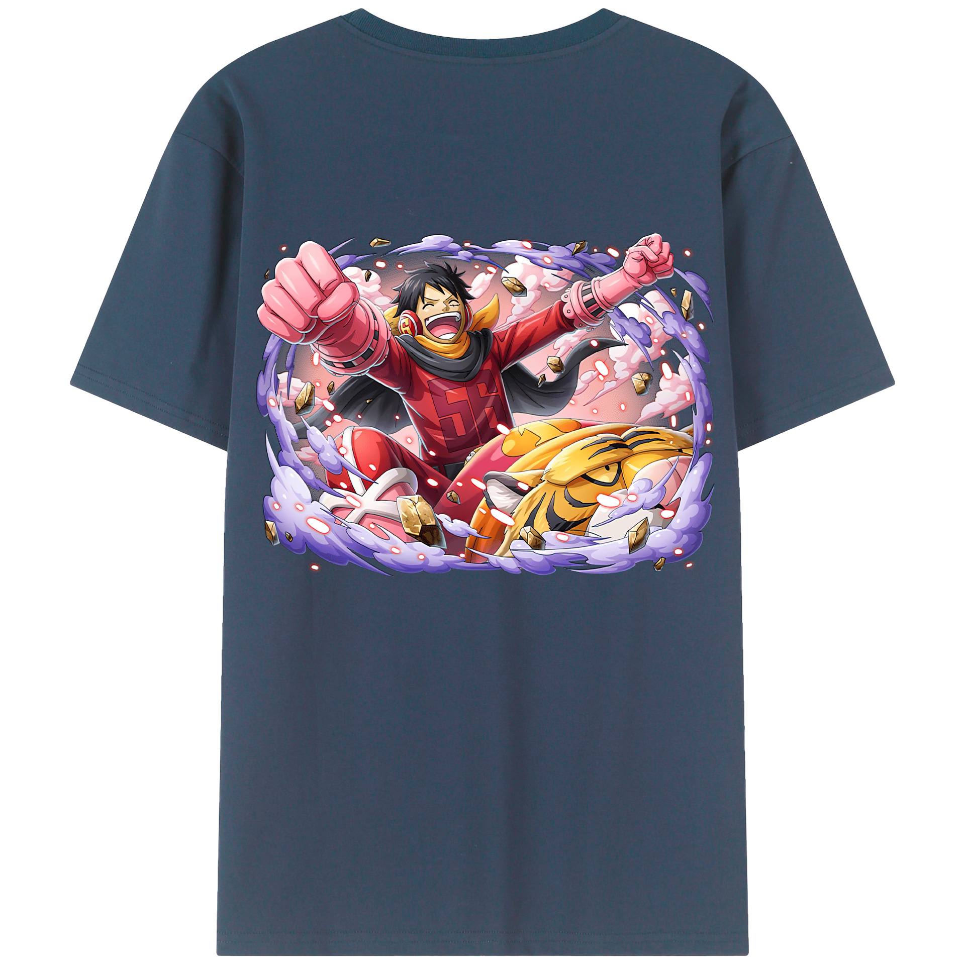 ワンピース モンキー・D・ルフィ ONE PIECE Monkey D. Luffy 綿100％ メンズ半袖Tシャツ（バックプリント） 通気性