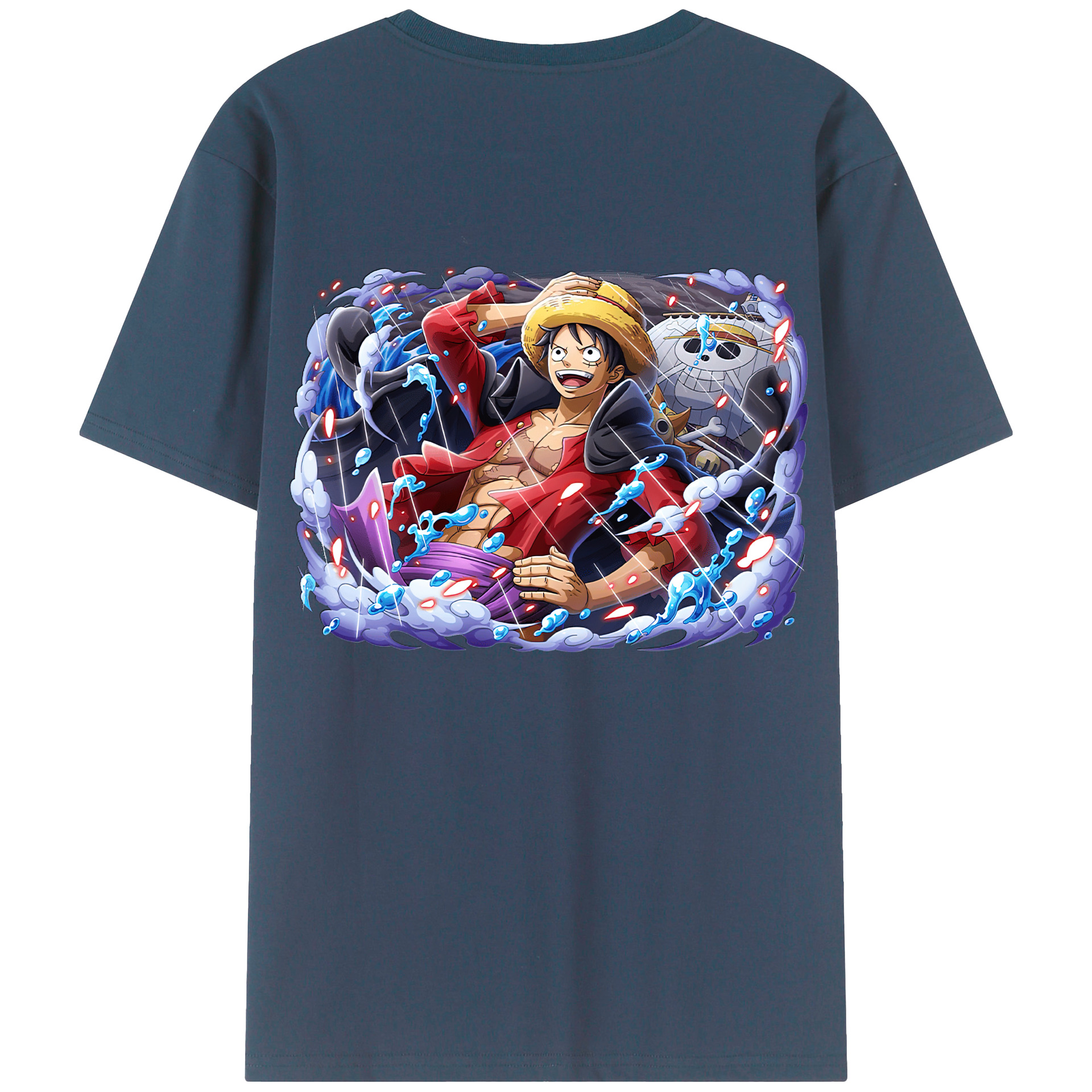 ワンピース モンキー・D・ルフィ ONE PIECE Monkey D. Luffy 綿100％ メンズ半袖Tシャツ（バックプリント） 通気性