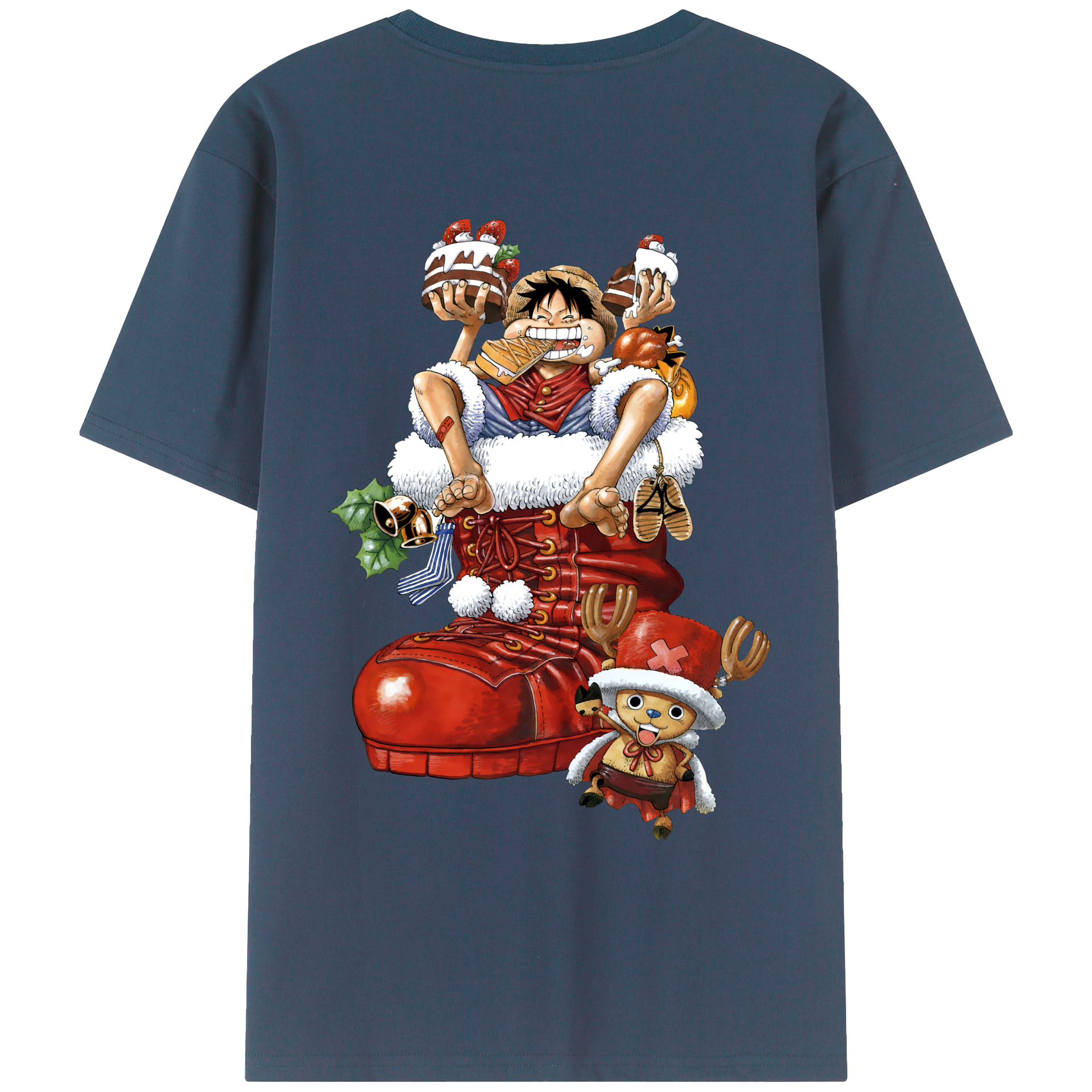 ワンピース モンキー・D・ルフィ ONE PIECE Monkey D. Luffy 綿100％ メンズ半袖Tシャツ（バックプリント） 通気性