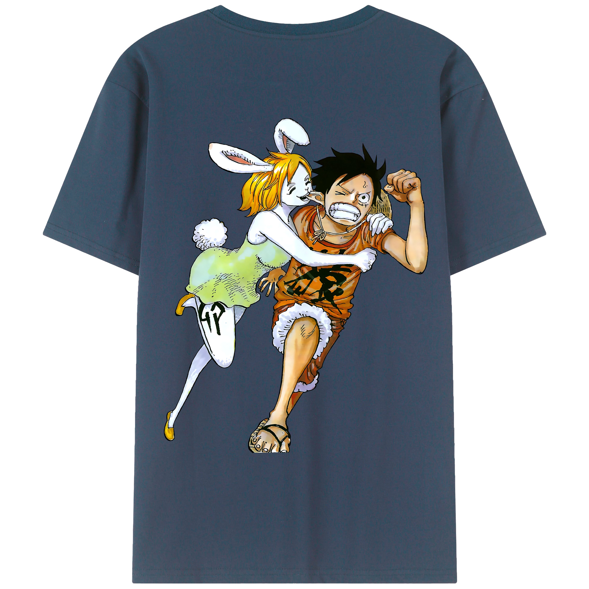 ワンピース モンキー・D・ルフィ ONE PIECE Monkey D. Luffy 綿100％ メンズ半袖Tシャツ（バックプリント） 通気性