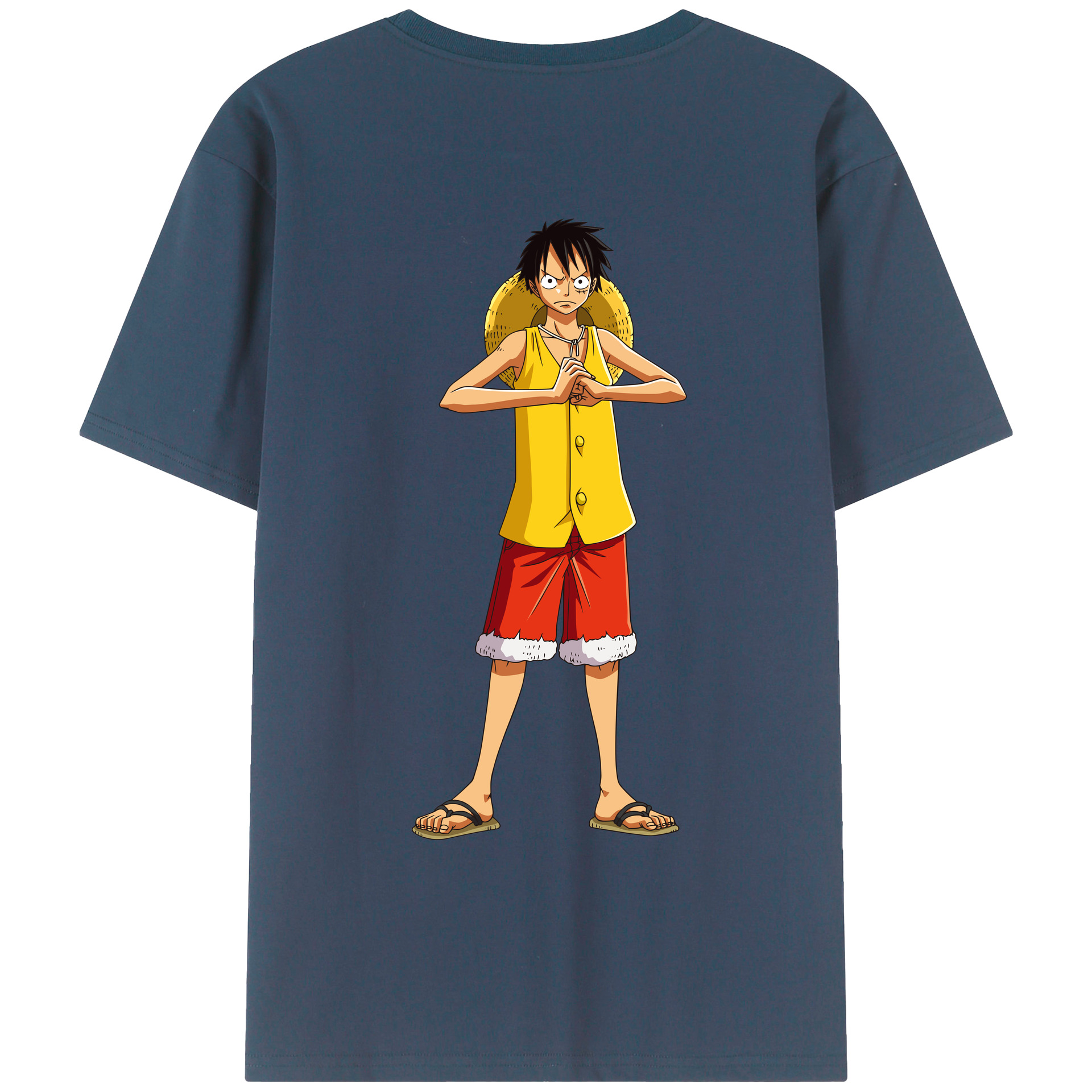 ワンピース モンキー・D・ルフィ ONE PIECE Monkey D. Luffy 綿100％ メンズ半袖Tシャツ（バックプリント） 通気性