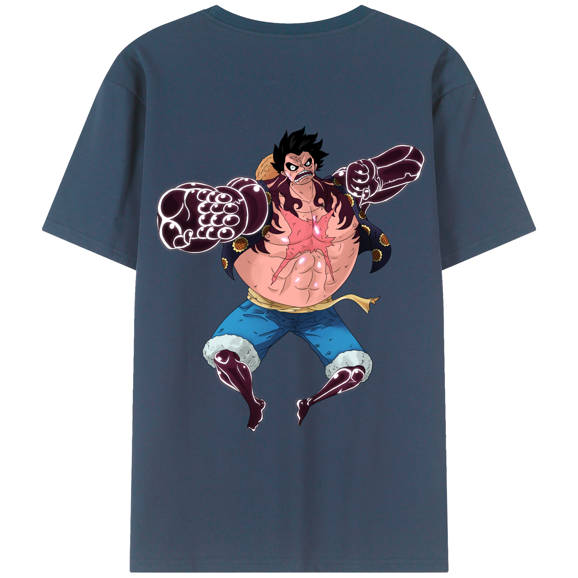 ワンピース モンキー・D・ルフィ ONE PIECE Monkey D. Luffy 綿100％ メンズ半袖Tシャツ（バックプリント） 通気性