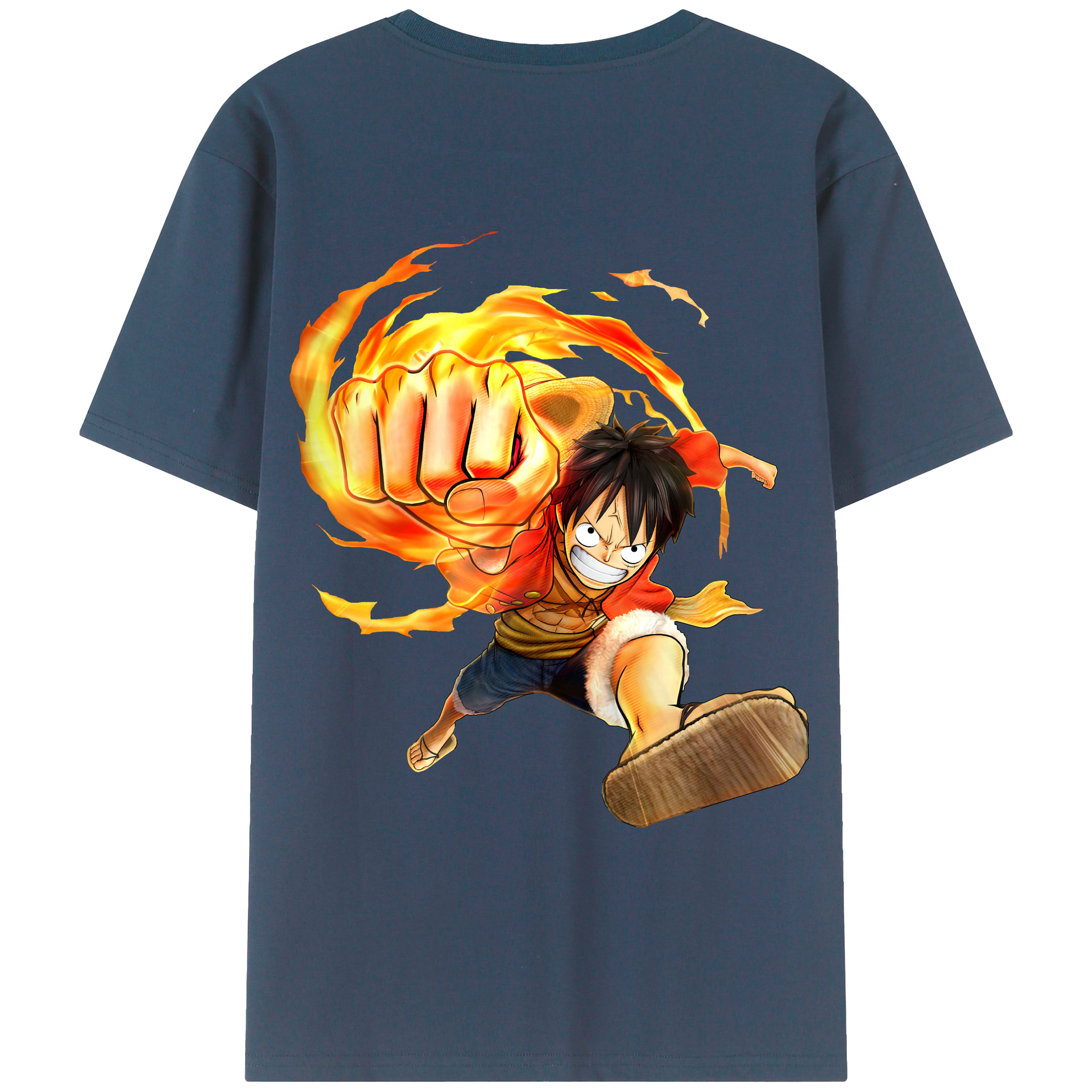 （画像用） ワンピース モンキー・D・ルフィ ONE PIECE Monkey D. Luffy 綿100％ メンズ半袖Tシャツ（バックプリント） 通気性