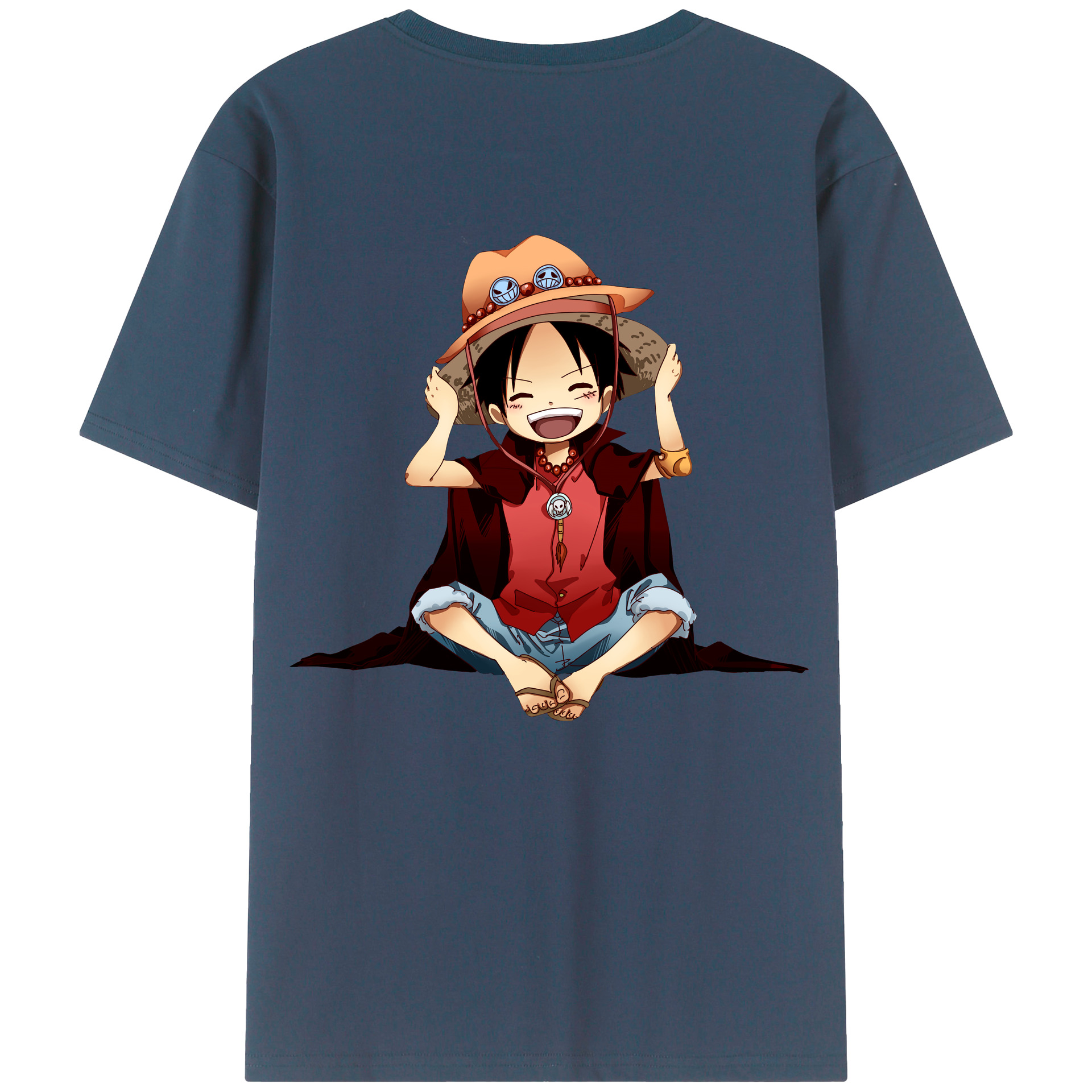 ワンピース モンキー・D・ルフィ ONE PIECE Monkey D. Luffy 綿100％ メンズ半袖Tシャツ（バックプリント） 通気性