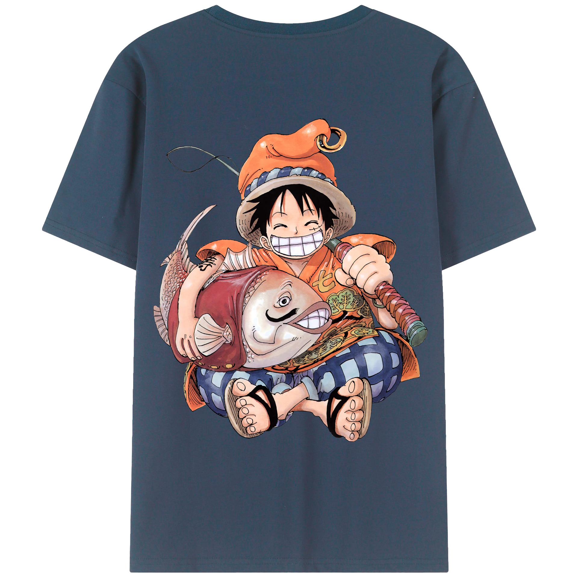 ワンピース モンキー・D・ルフィ ONE PIECE Monkey D. Luffy 綿100％ メンズ半袖Tシャツ（バックプリント） 通気性