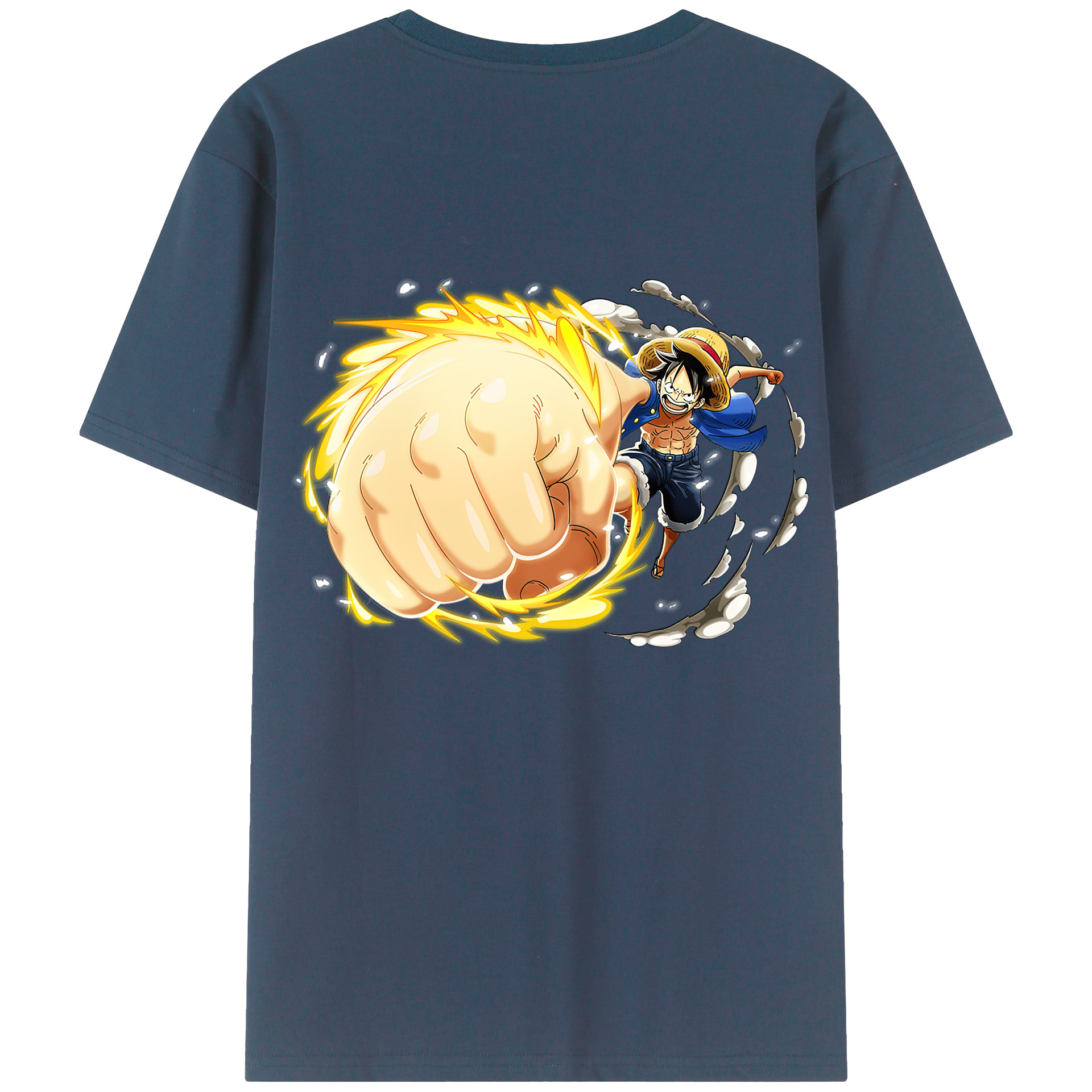 （画像用） ワンピース モンキー・D・ルフィ ONE PIECE Monkey D. Luffy 綿100％ メンズ半袖Tシャツ（バックプリント） 通気性