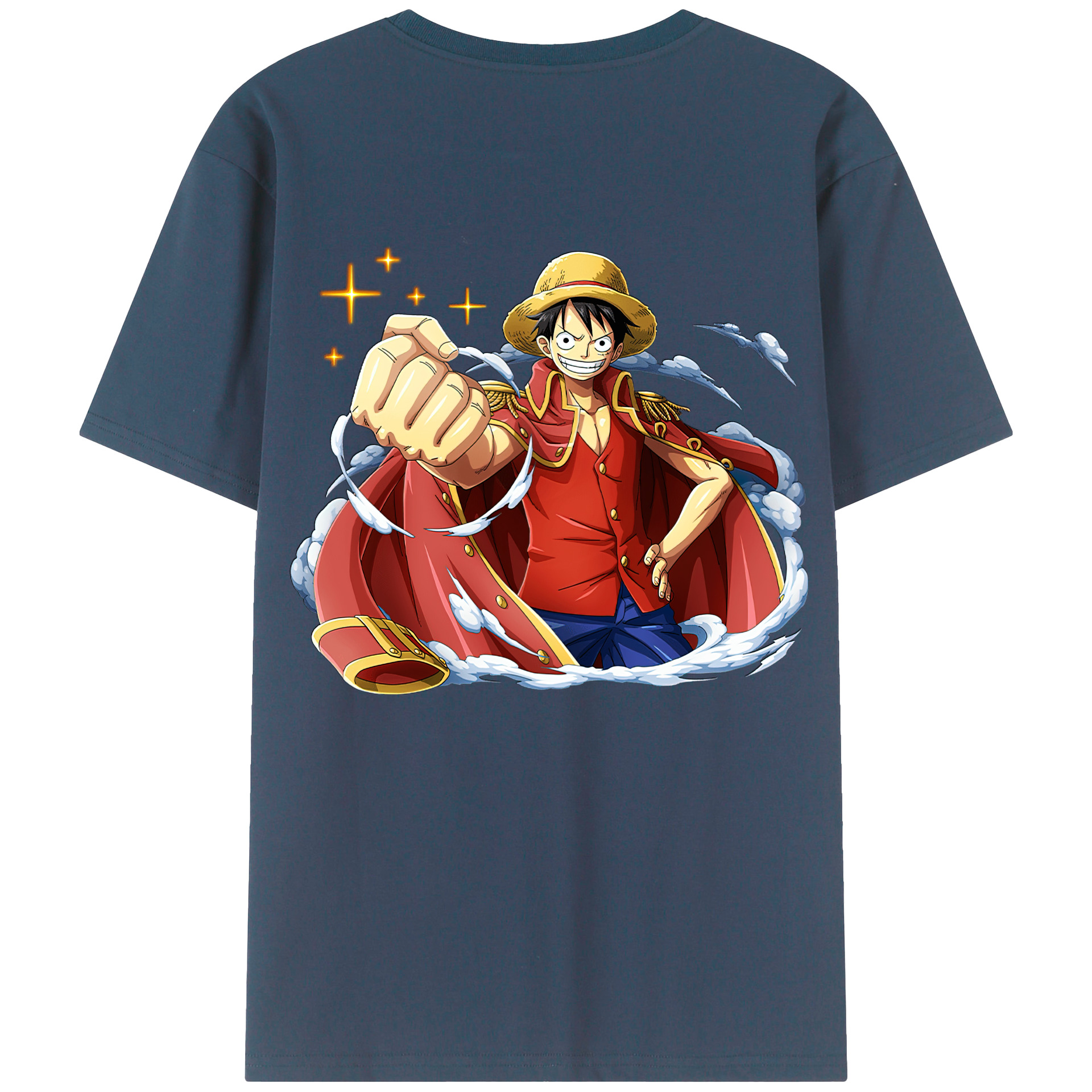 ワンピース モンキー・D・ルフィ ONE PIECE Monkey D. Luffy 綿100％ メンズ半袖Tシャツ（バックプリント） 通気性