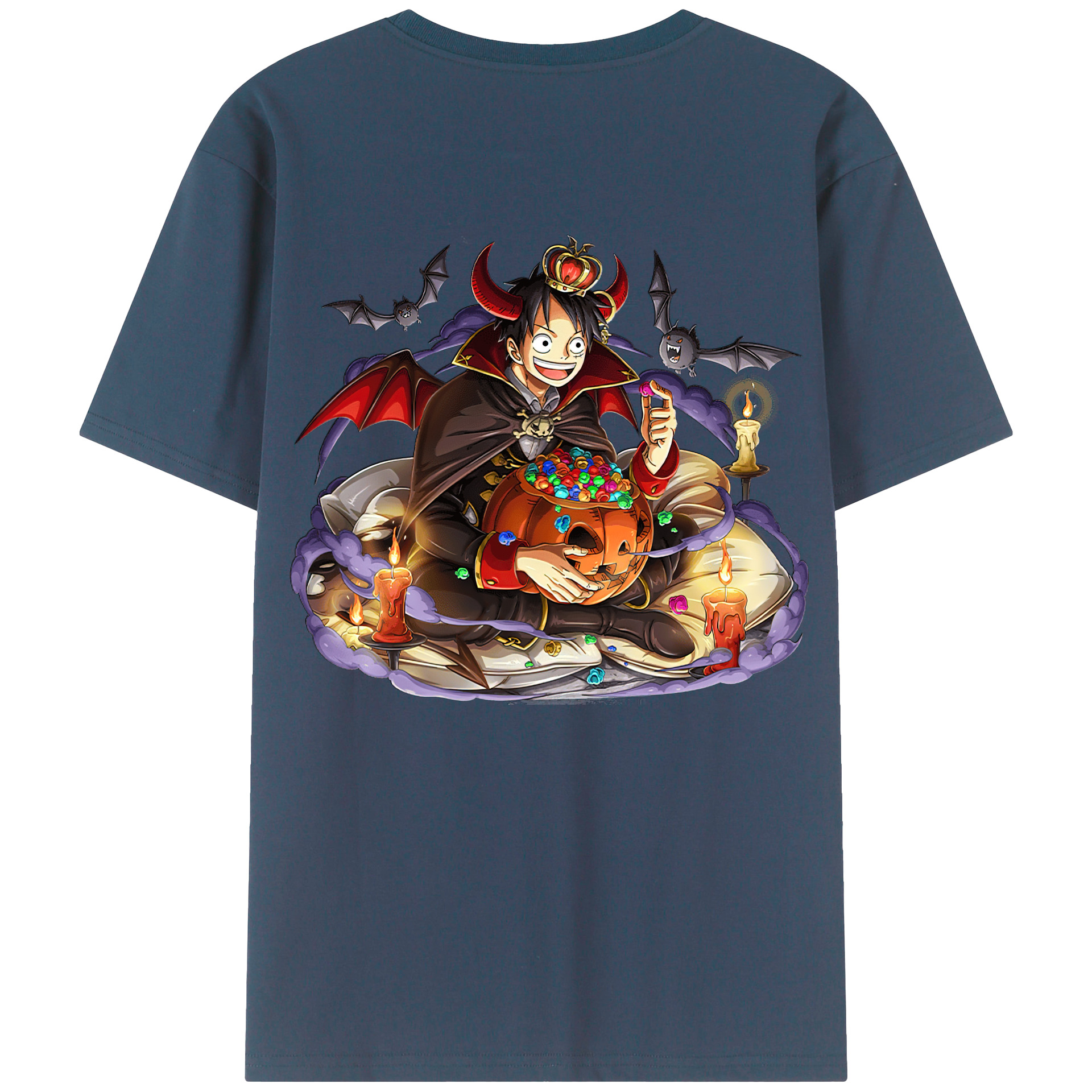ワンピース モンキー・D・ルフィ ONE PIECE Monkey D. Luffy 綿100％ メンズ半袖Tシャツ（バックプリント） 通気性