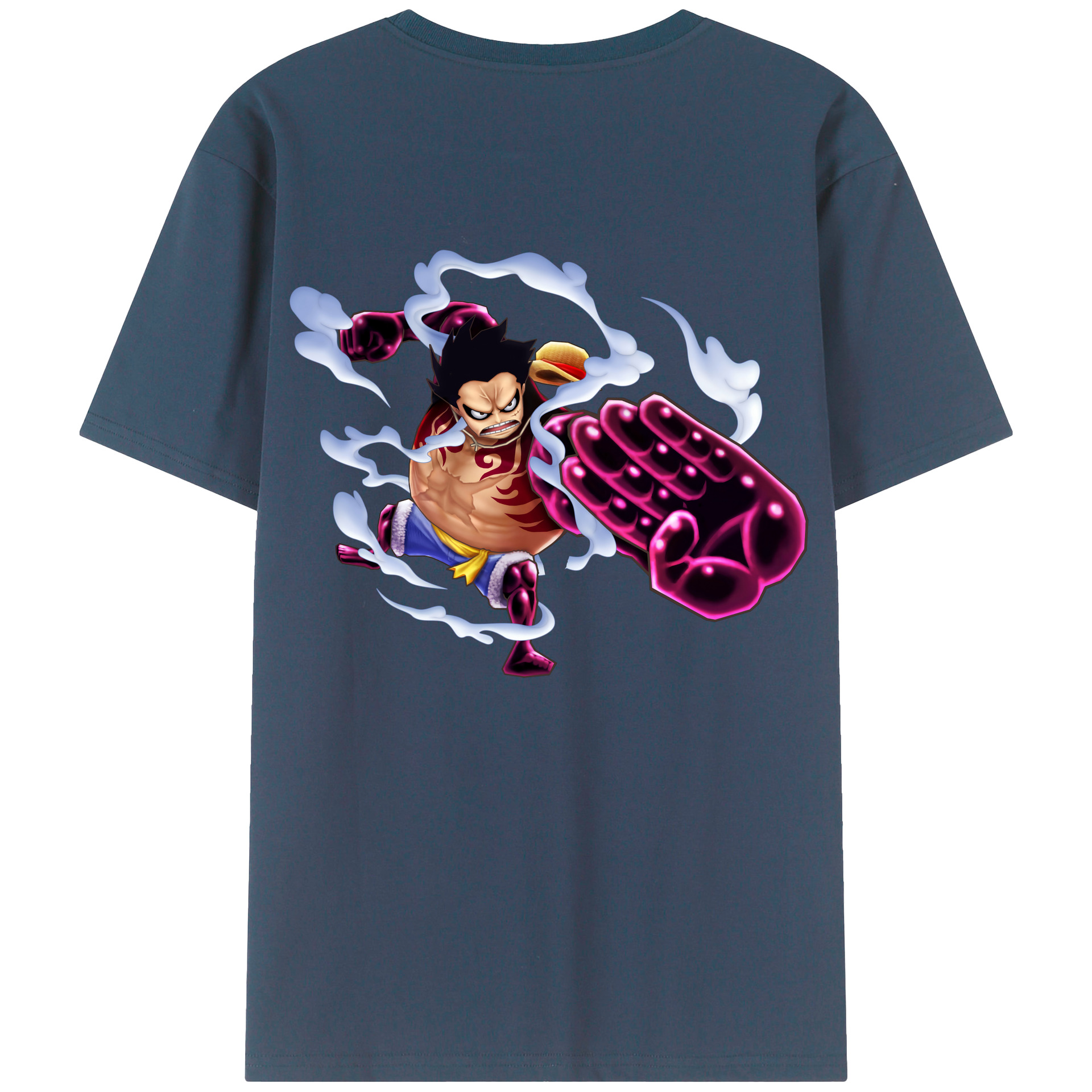 ワンピース モンキー・D・ルフィ ONE PIECE Monkey D. Luffy 綿100％ メンズ半袖Tシャツ（バックプリント） 通気性