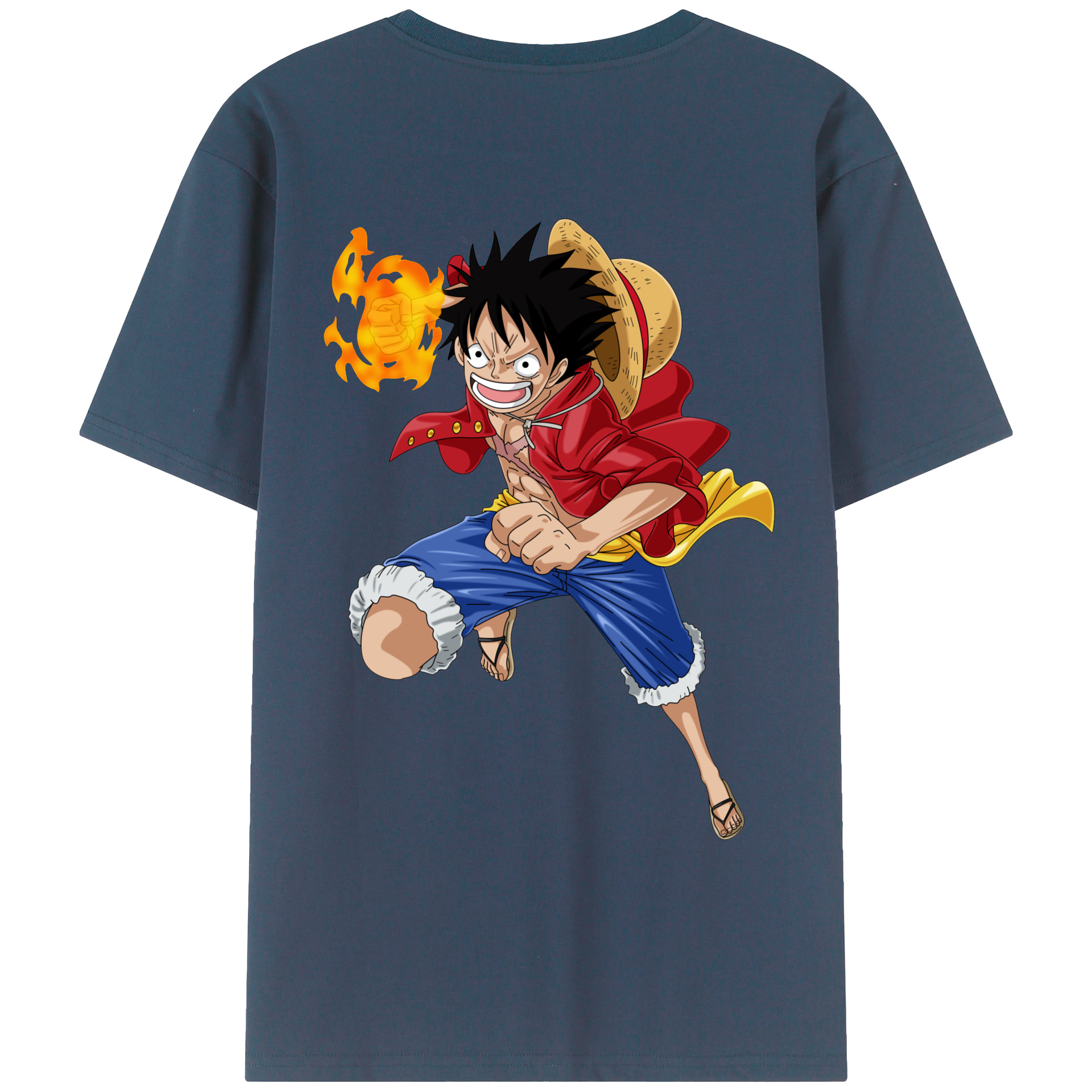 ワンピース モンキー・D・ルフィ ONE PIECE Monkey D. Luffy 綿100％ メンズ半袖Tシャツ（バックプリント） 通気性