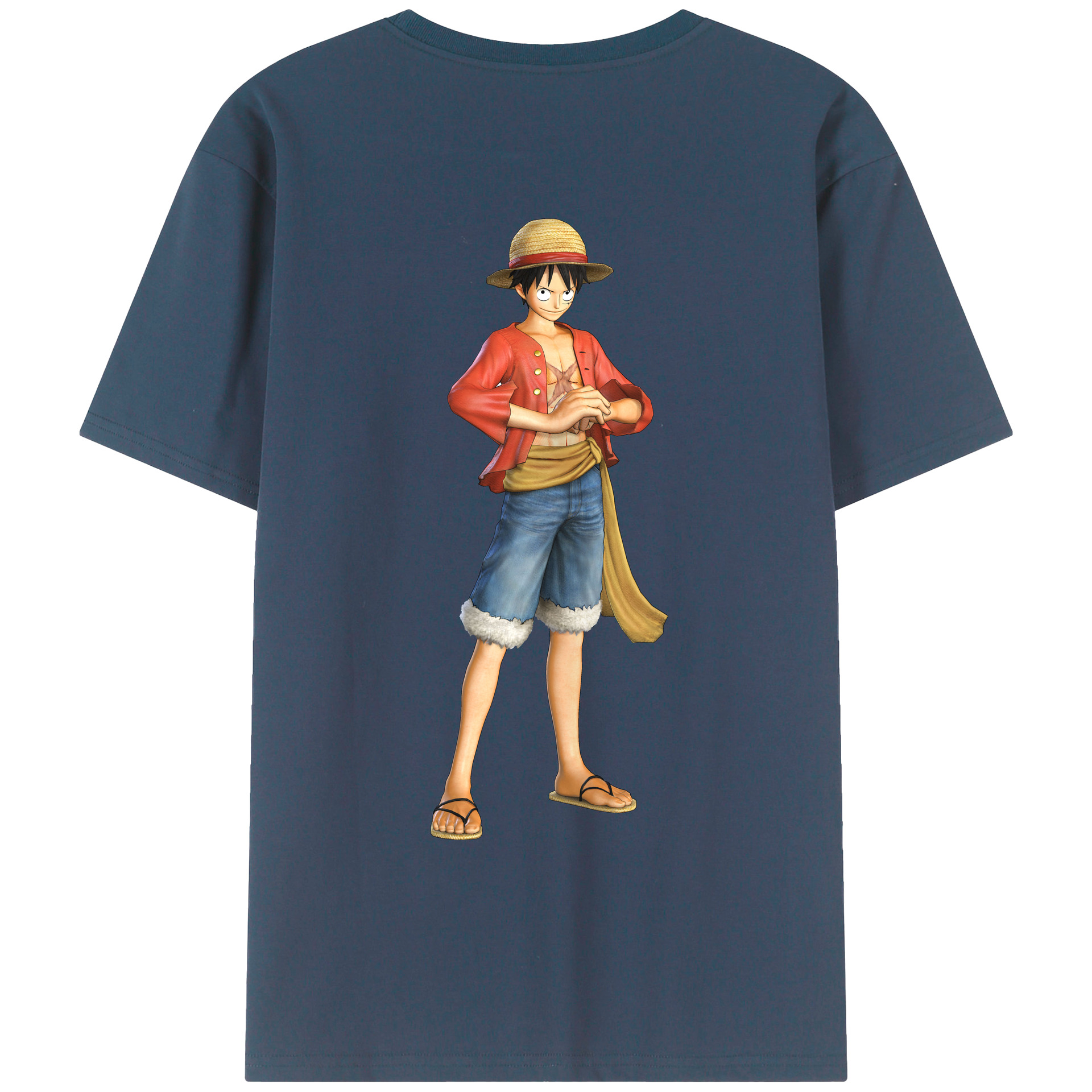 ワンピース モンキー・D・ルフィ ONE PIECE Monkey D. Luffy 綿100％ メンズ半袖Tシャツ（バックプリント） 通気性