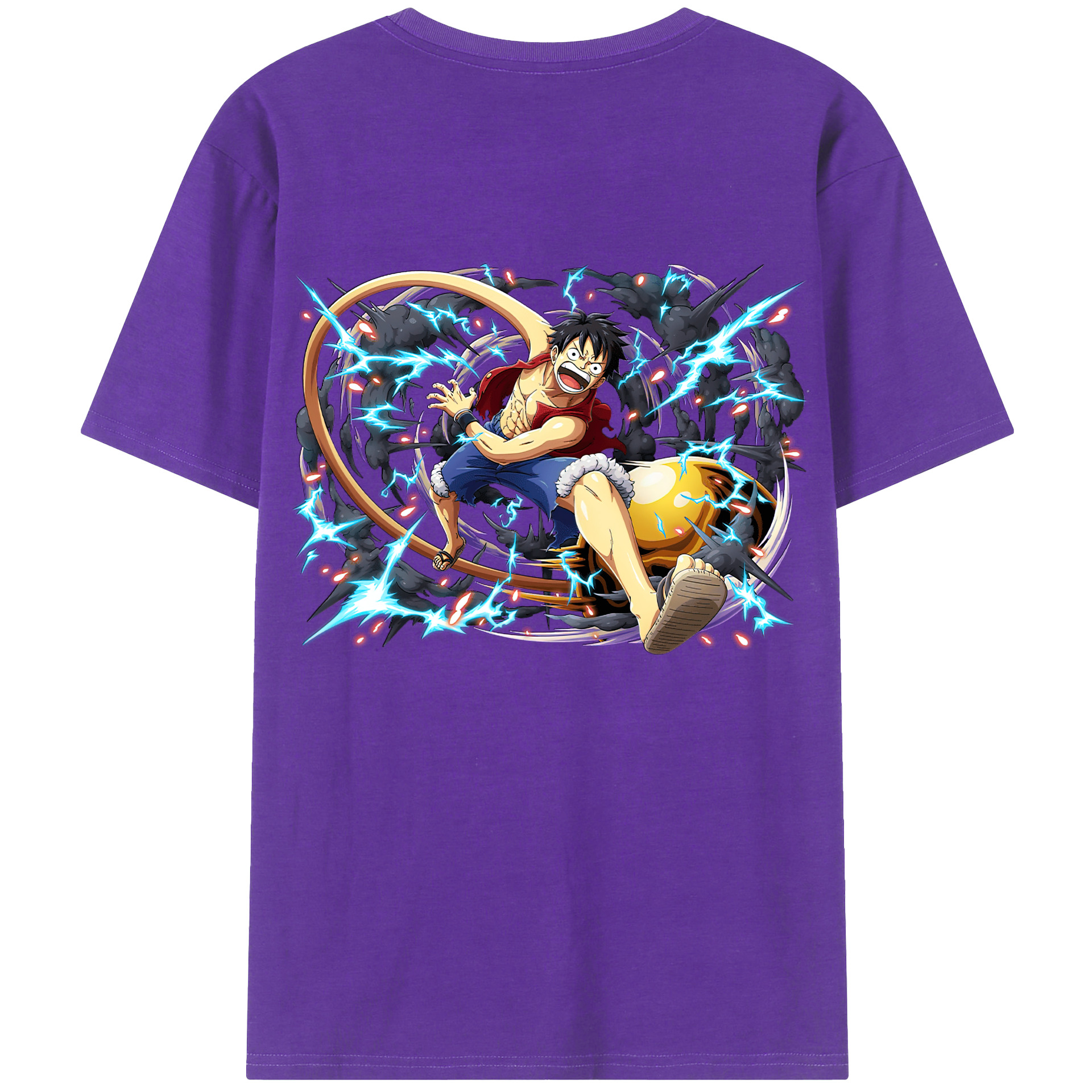 ワンピース モンキー・D・ルフィ ONE PIECE Monkey D. Luffy 綿100％ メンズ半袖Tシャツ（バックプリント） 通気性