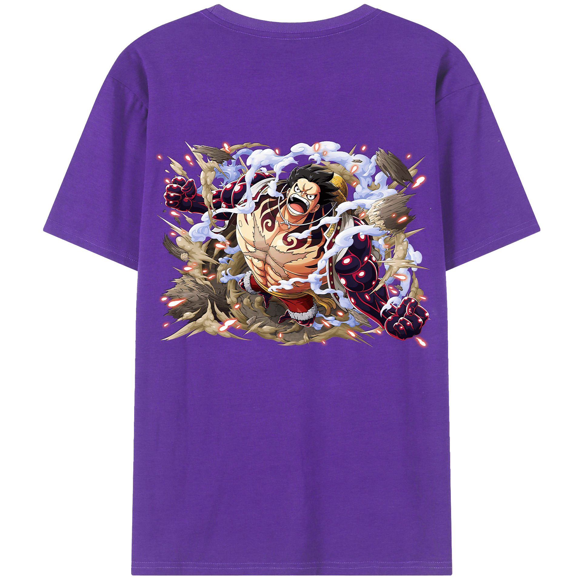 ワンピース モンキー・D・ルフィ ONE PIECE Monkey D. Luffy 綿100％ メンズ半袖Tシャツ（バックプリント） 通気性