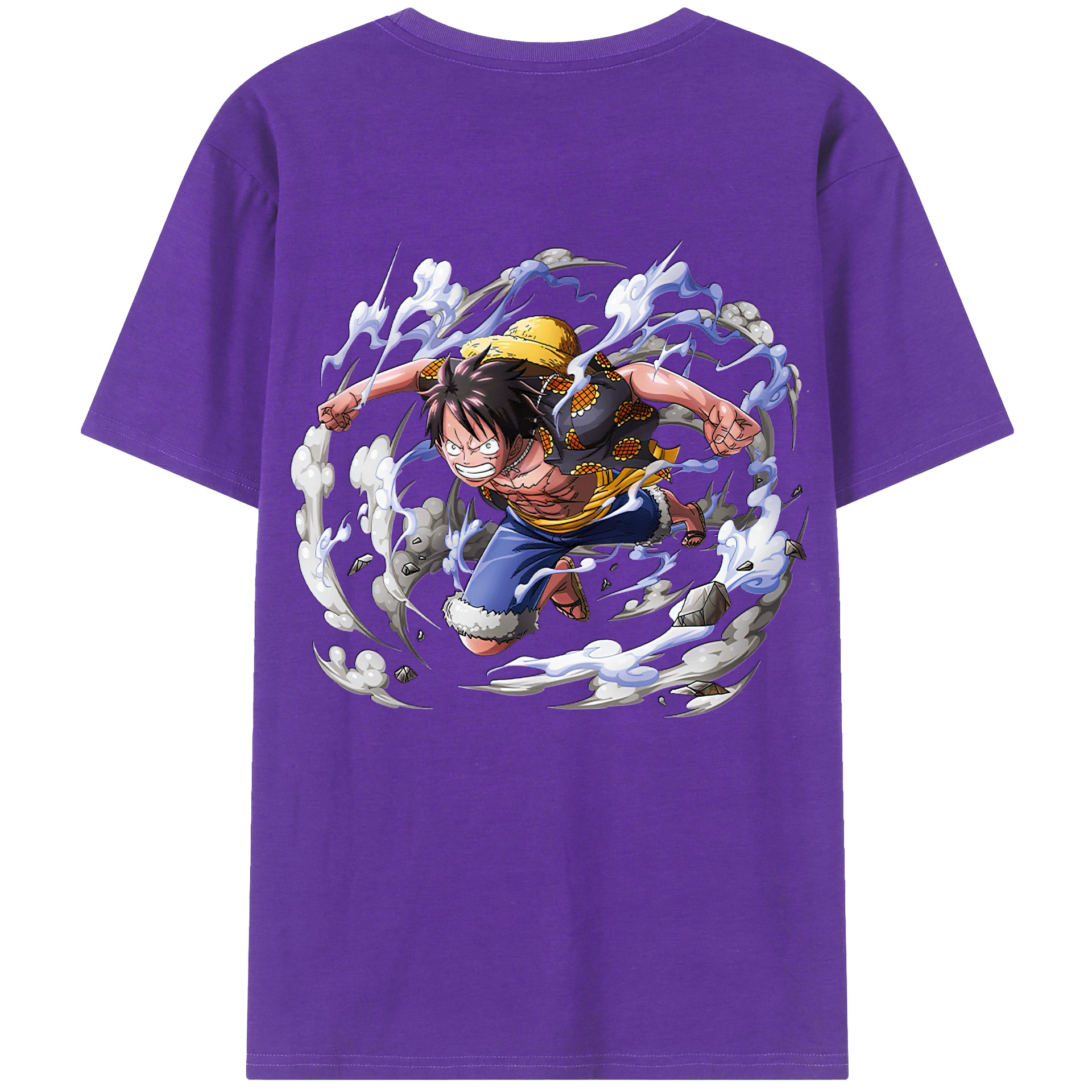 ワンピース モンキー・D・ルフィ ONE PIECE Monkey D. Luffy 綿100％ メンズ半袖Tシャツ（バックプリント） 通気性