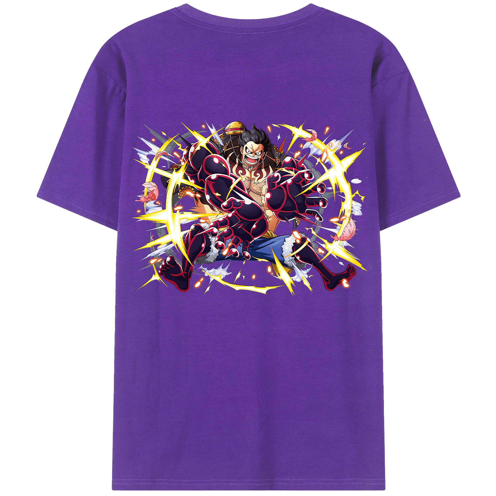 ワンピース モンキー・D・ルフィ ONE PIECE Monkey D. Luffy 綿100％ メンズ半袖Tシャツ（バックプリント） 通気性