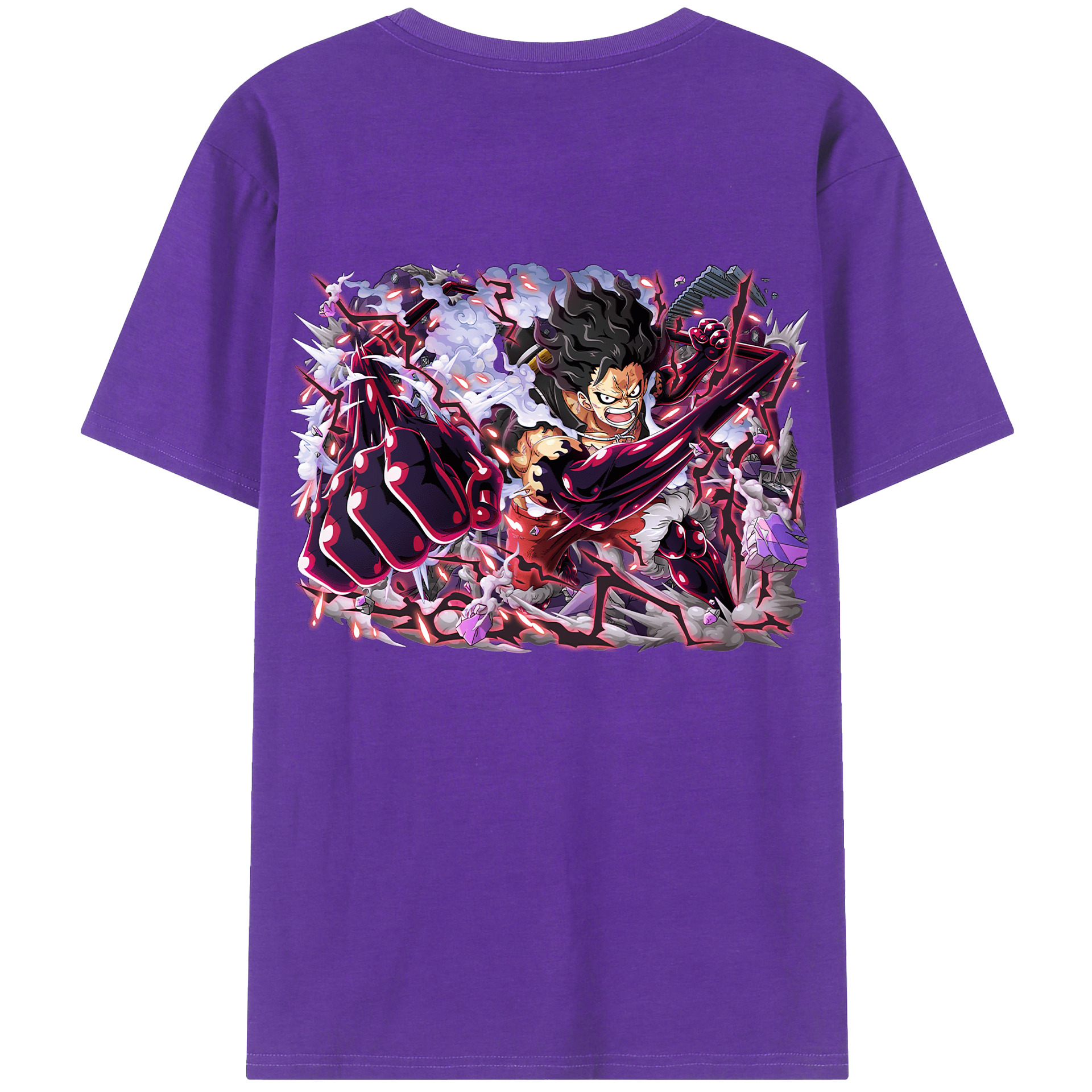 ワンピース モンキー・D・ルフィ ONE PIECE Monkey D. Luffy 綿100％ メンズ半袖Tシャツ（バックプリント） 通気性
